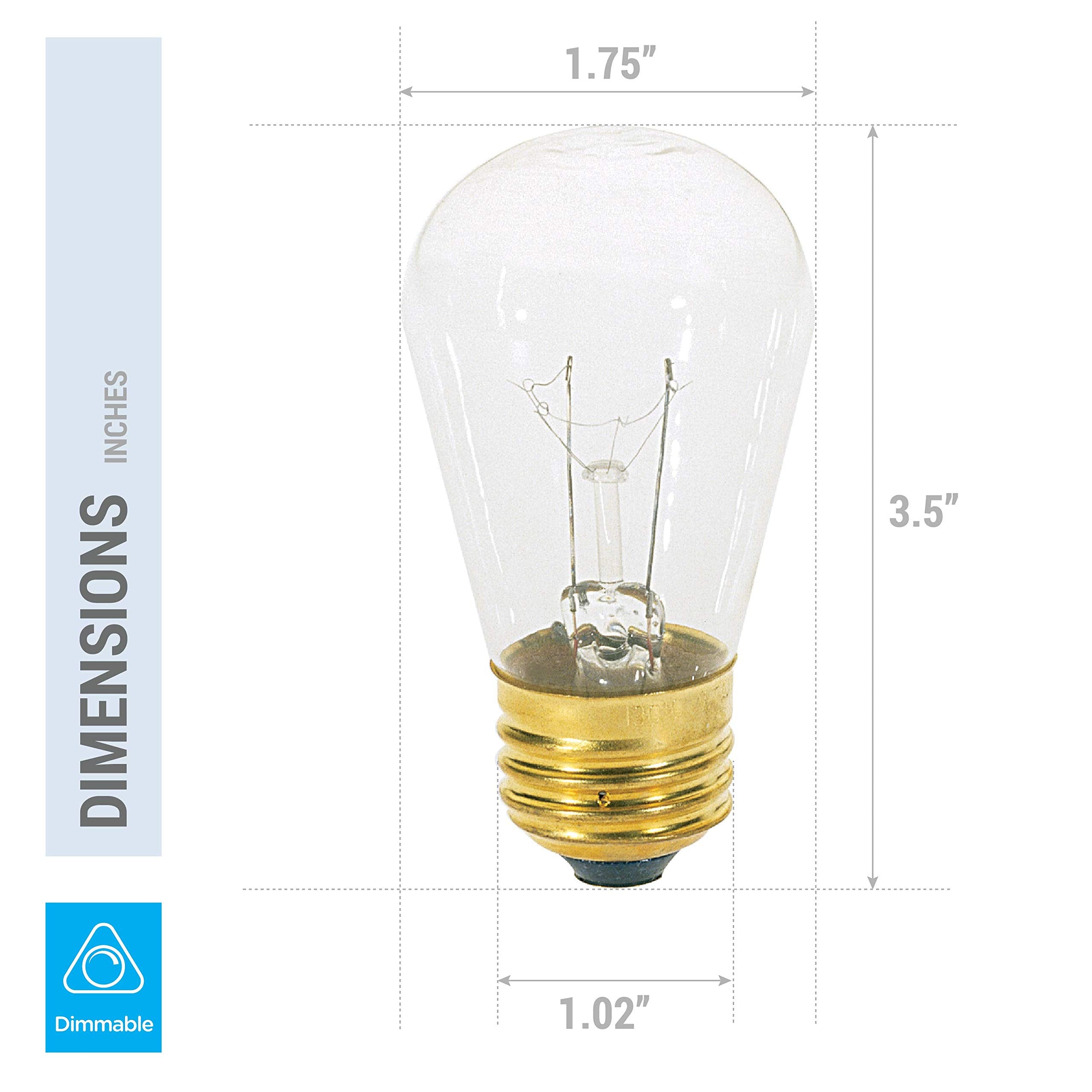 11S14/C, 11-Watt S14 Replacement Incandescent, Clear Glass Light Bulbs, 2700K Warm White, Dimmable, E26 Medium Base, Use Display