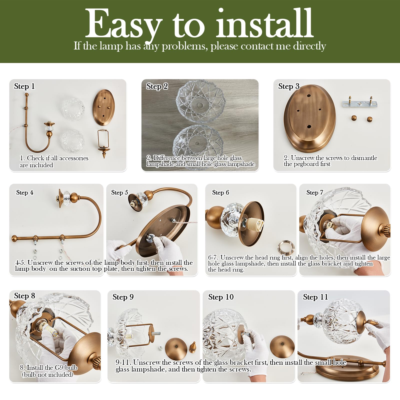 Piepooye Vintage Gold Wall Sconce, 1 Light Metal with Glass Globe Shade, Mid Century Brushed Brass, Model R-3008 for Indoor Use