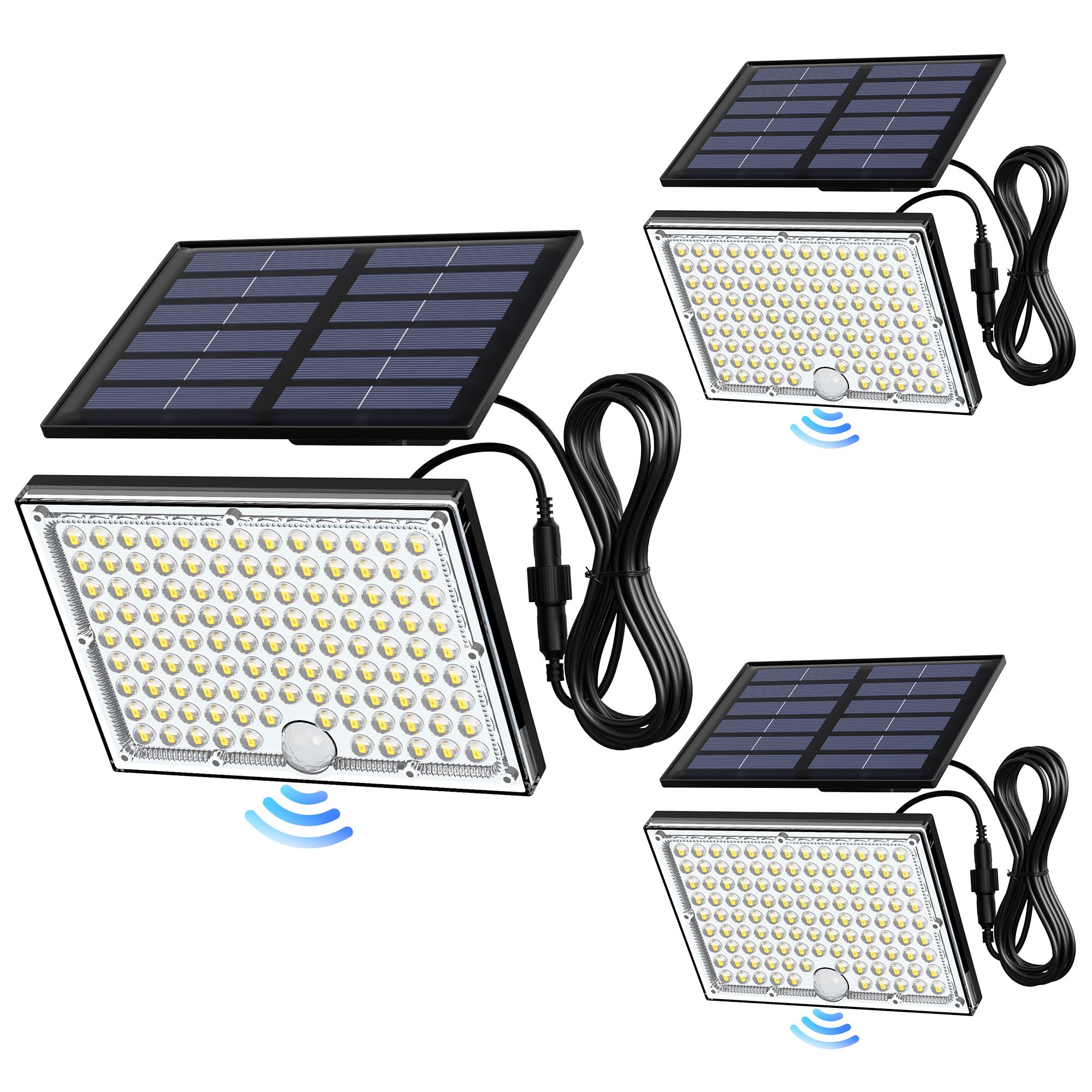 JACKYLED Solar Lights Outdoor Waterproof, Motion Sensor Flood Lights 113 LED Bright Cool White Dusk to Dawn Solar Powered Outdoo