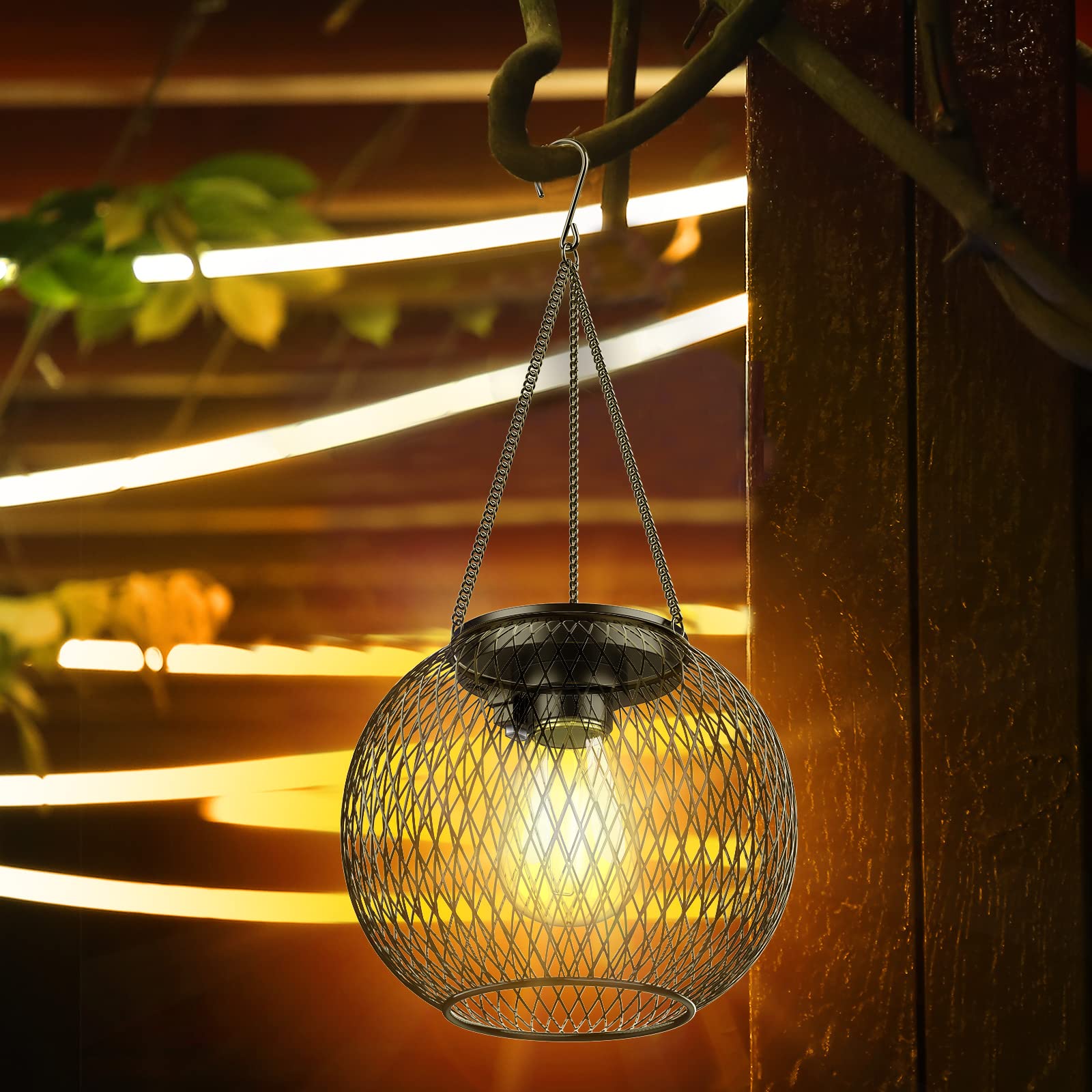 KagoLing Solar Lantern - Waterproof Hanging Lights for Garden, Yard, Patio - 1 Pack, Khaki