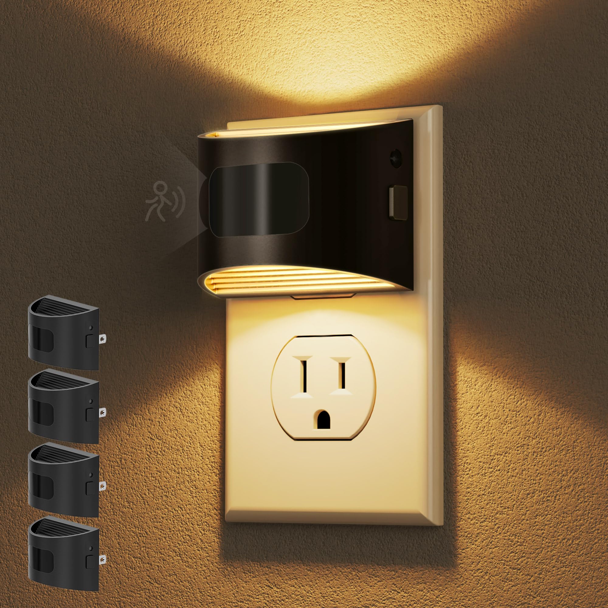 DORESshop LED Night Light[4 Pack]  Night Lights Plug into Wall  3 Mode Plug in Night Light with Motion Sensor  Dusk to Dawn Sensor  Nightlights for For Mature Userss  Bedroom  Bathroom  Hallway