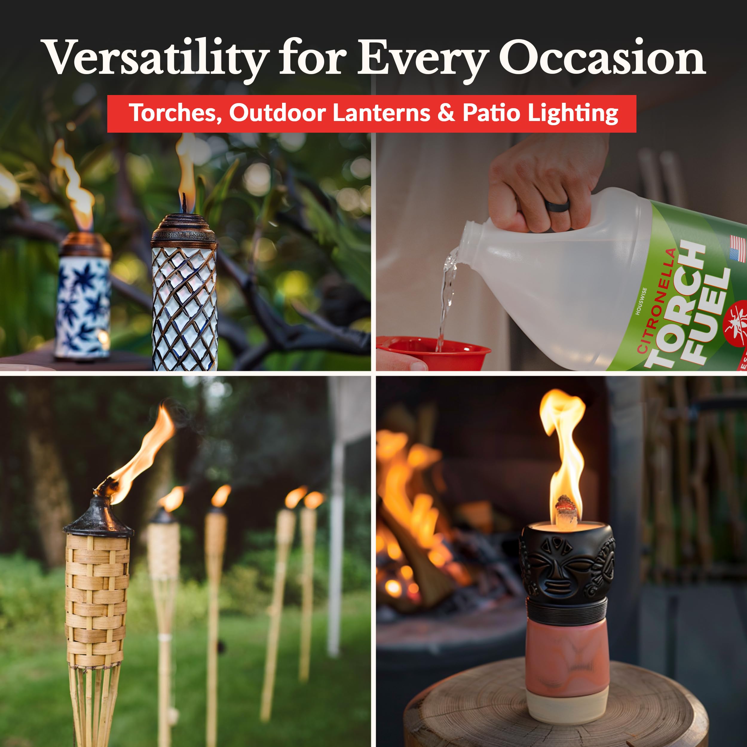 Houswise Torch Fuel - Citronella Oil for Outdoor Torches - 1 Gallon - Clear