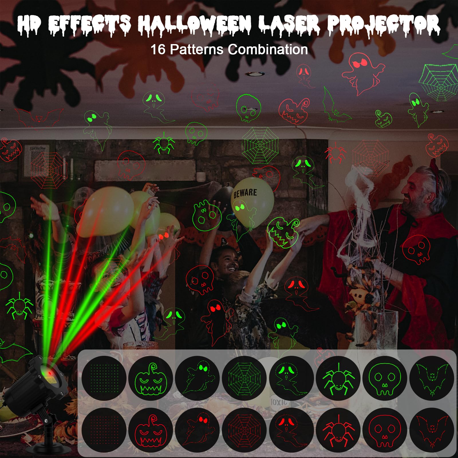 Yokgrass Waterproof Halloween Projector Lights With Remote - Outdoor Indoor Spotlight Decorations
