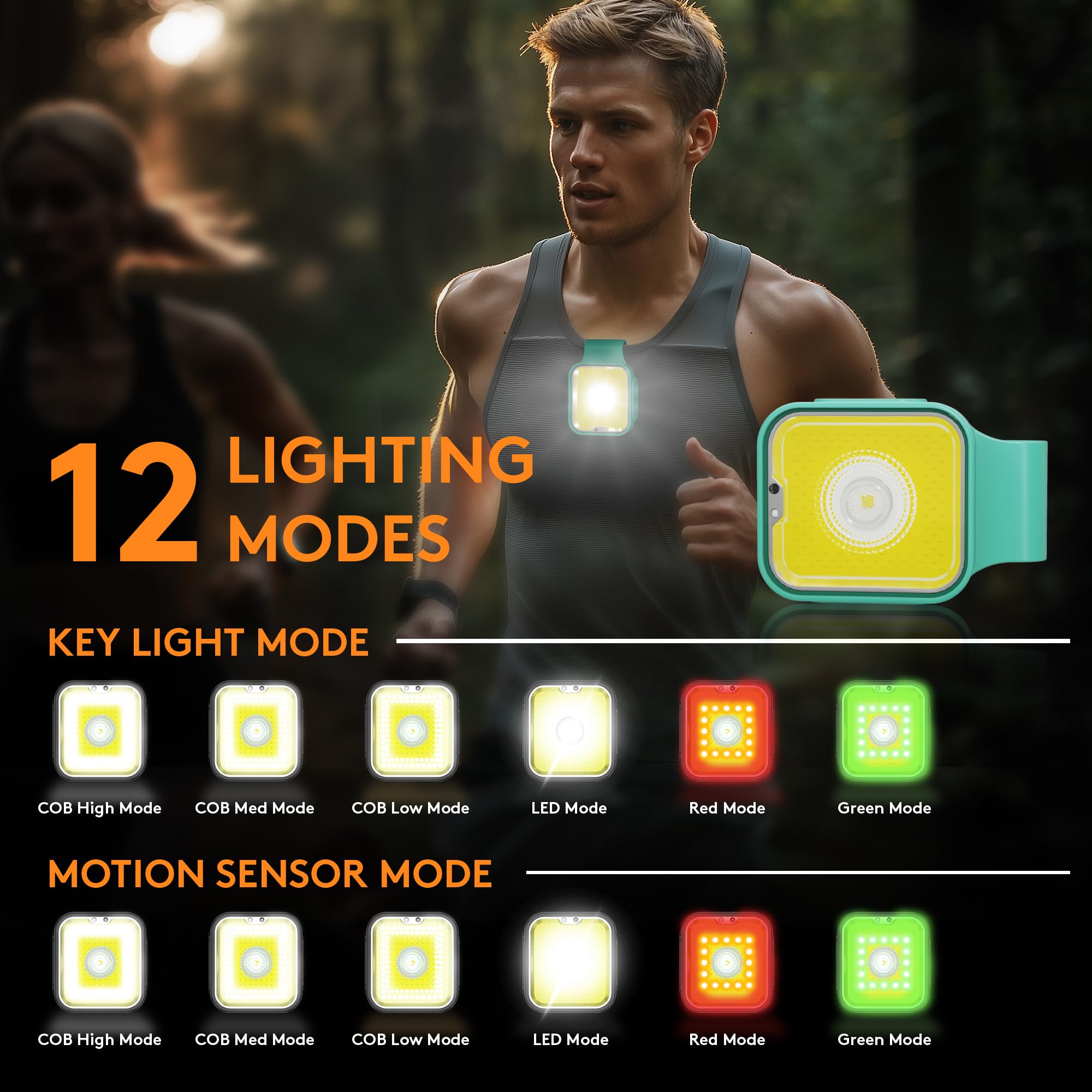 Yls Rechargeable Running Light, 12 Modes, High Visibility, Seafoam Green, Model ZIAU-4884