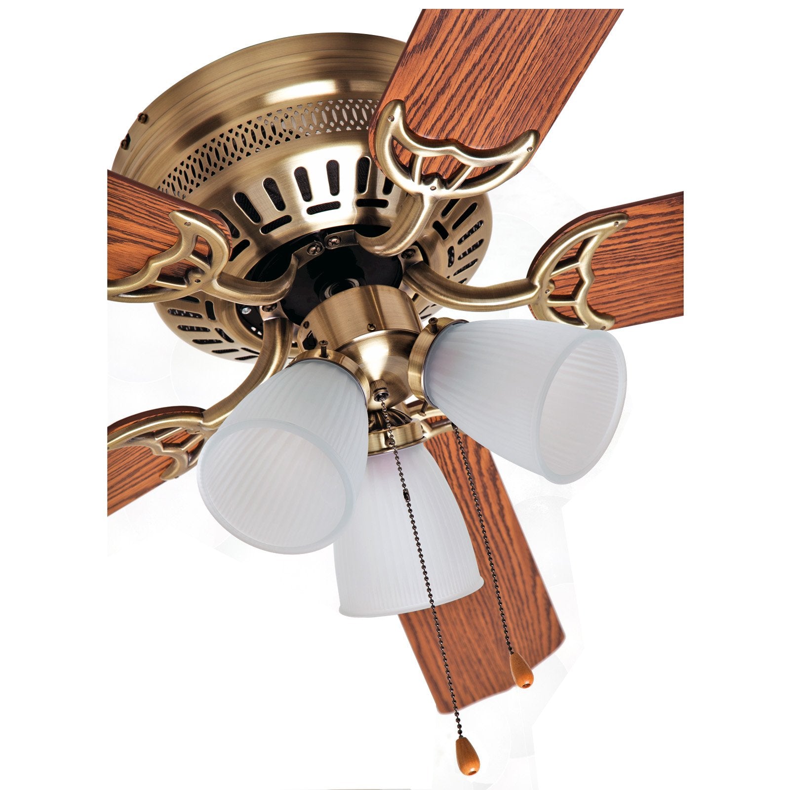 Boston Harbor Cf-78049L 555706 Ceiling Fan Light Kit, 3 Cfl, 13 W Lamp, Antique, 18-1/2 In H X 52 In W, Brown