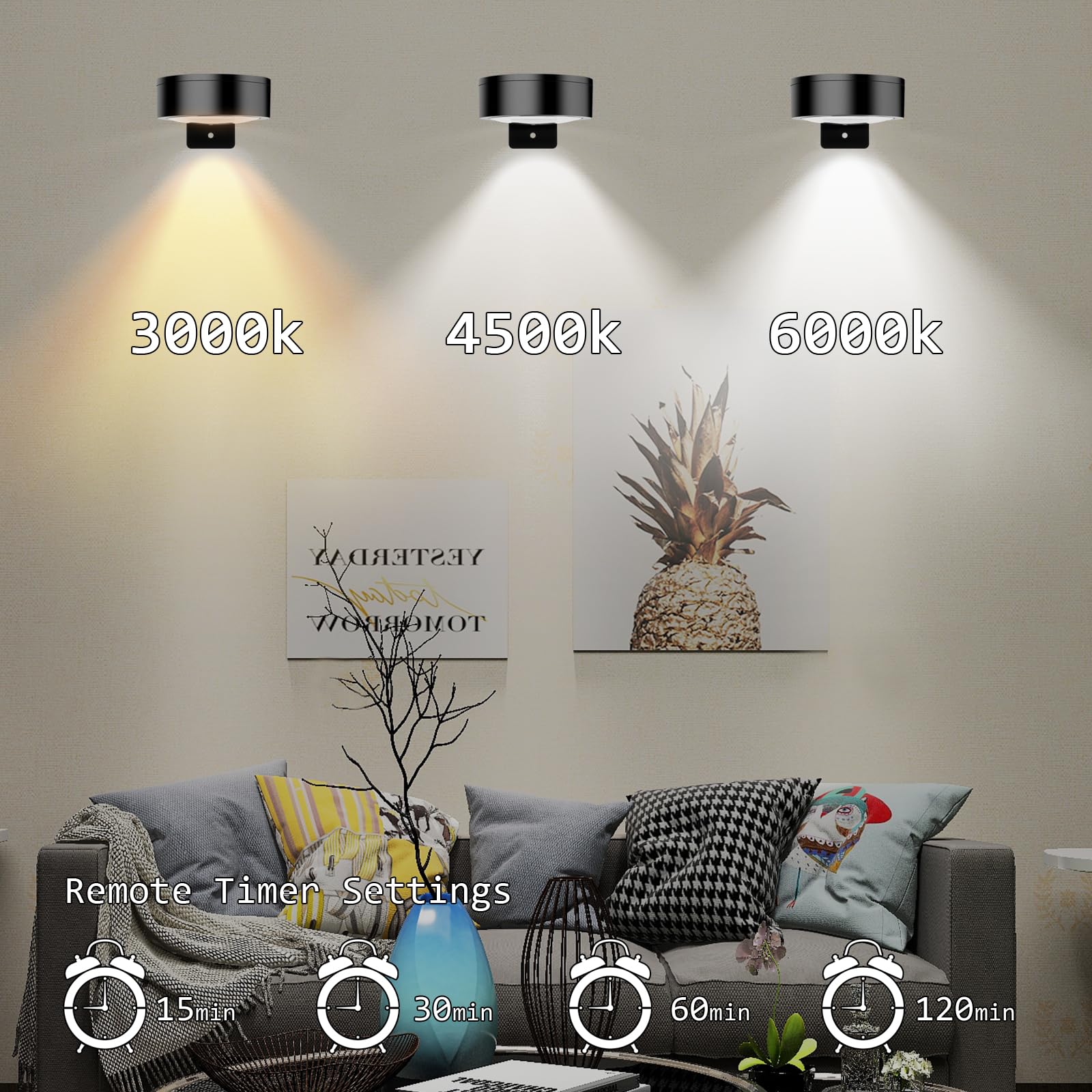 Libuam Wireless Battery Operated discomfort-reducingting Light With Remote Control 3 Lighting Modes Magnetic Led Art Display Light For Picture Frame  Dimmable And Timer  Wall Decor Display Light 3Pack White