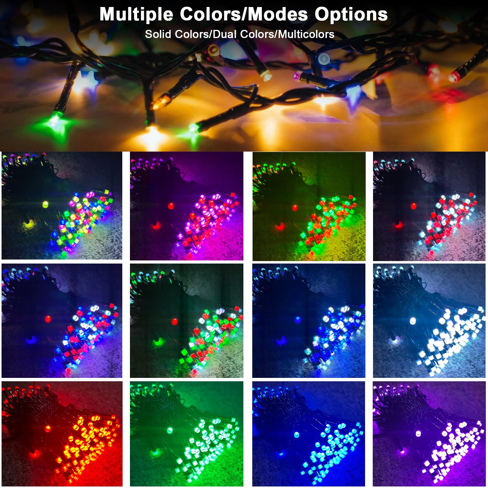 Multi-Color Rgb Christmas String Lights With Remote, 200 Leds 65.6 Ft 128 Modes Color Changing Christmas Tree Lights, Waterproof