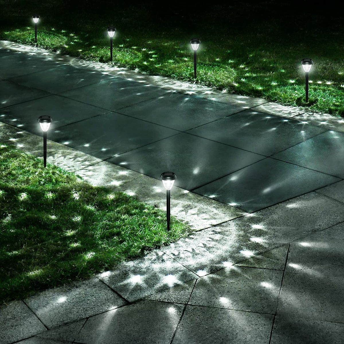 Urago Super Bright Solar Lights, Waterproof 10 Pack, Dusk To Dawn Up To 12 Hrs Solar Powered Outdoor Pathway Garden Lights Auto