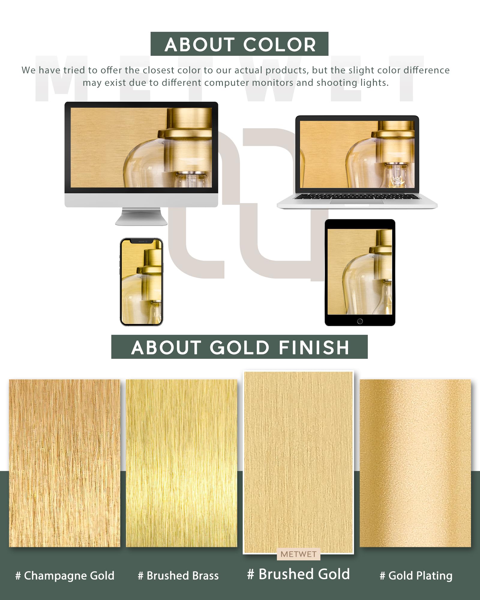 Metwet Bathroom Light Fixtures  3-Light Modern Vanity Light With Clear Glass Wine Glass-Shaped Shade  Vanity Lighting Fixtures Over Mirror  Brushed Gold  Vl155-Bg-3