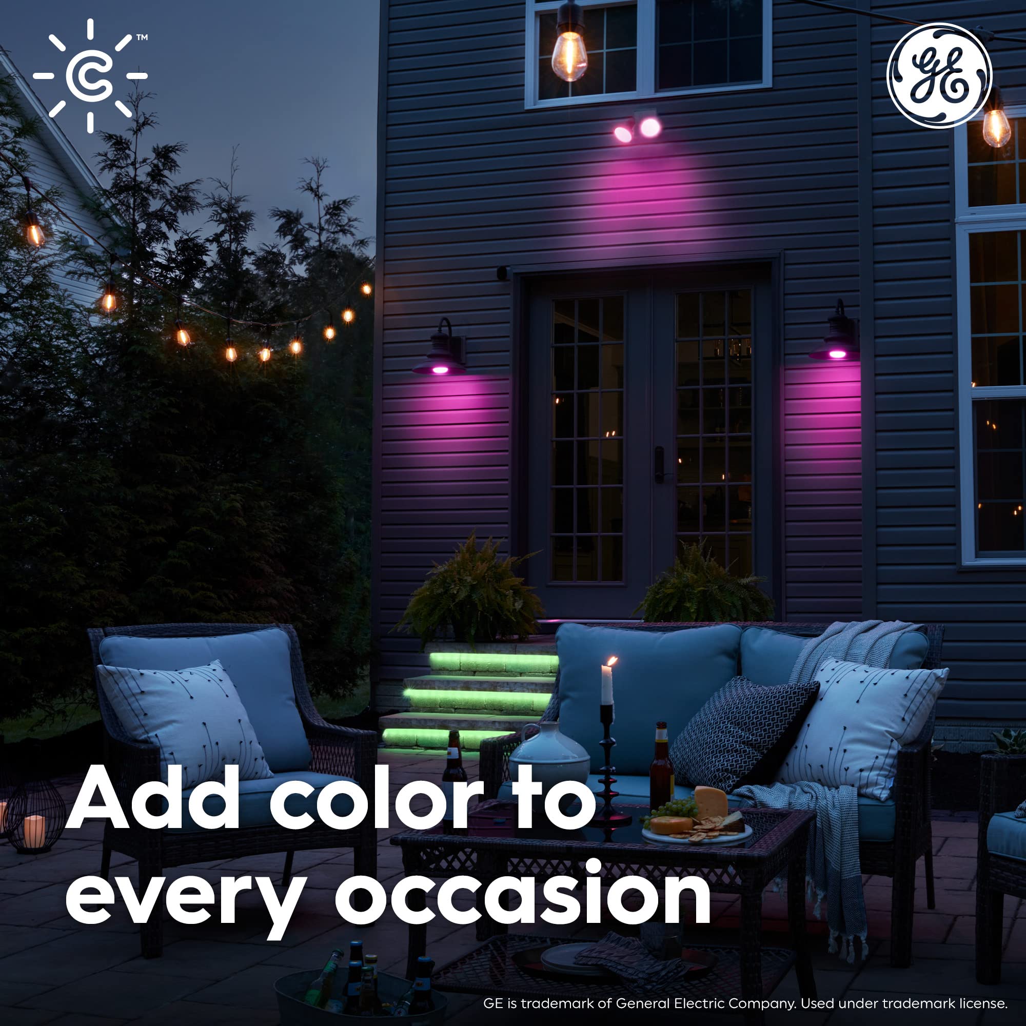 Ge Cync Smart Led Light Bulbs, Color Changing Lights, Bluetooth And Wi-Fi Lights,Compatible With Alexa And Google Home, Par38 Ou