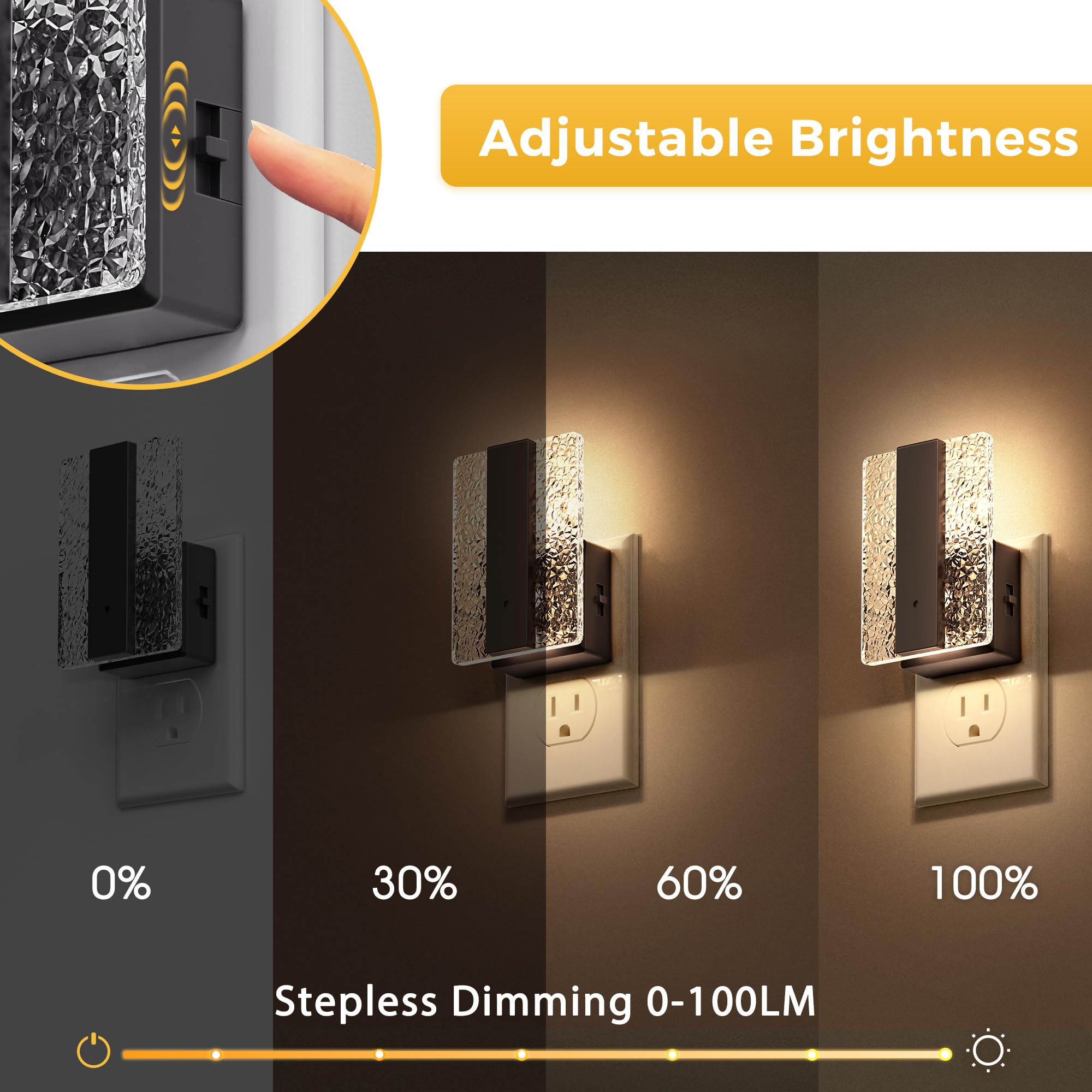 L Lohas Led Night Lights Plug Into Wall, 2 Pack Night Light With Dusk-To-Dawn Sensor, Dimmable Decorative Led Nightlights, 0-100
