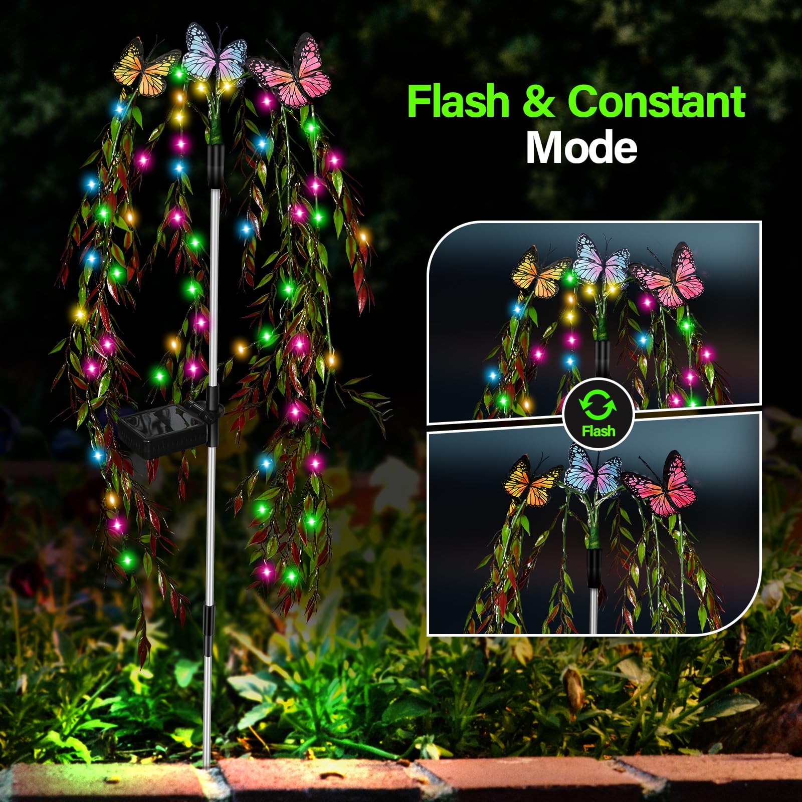 Rwnxkarn Solar Garden Lights - Waterproof 69Led Swaying Tree & Butterfly Flower Decor
