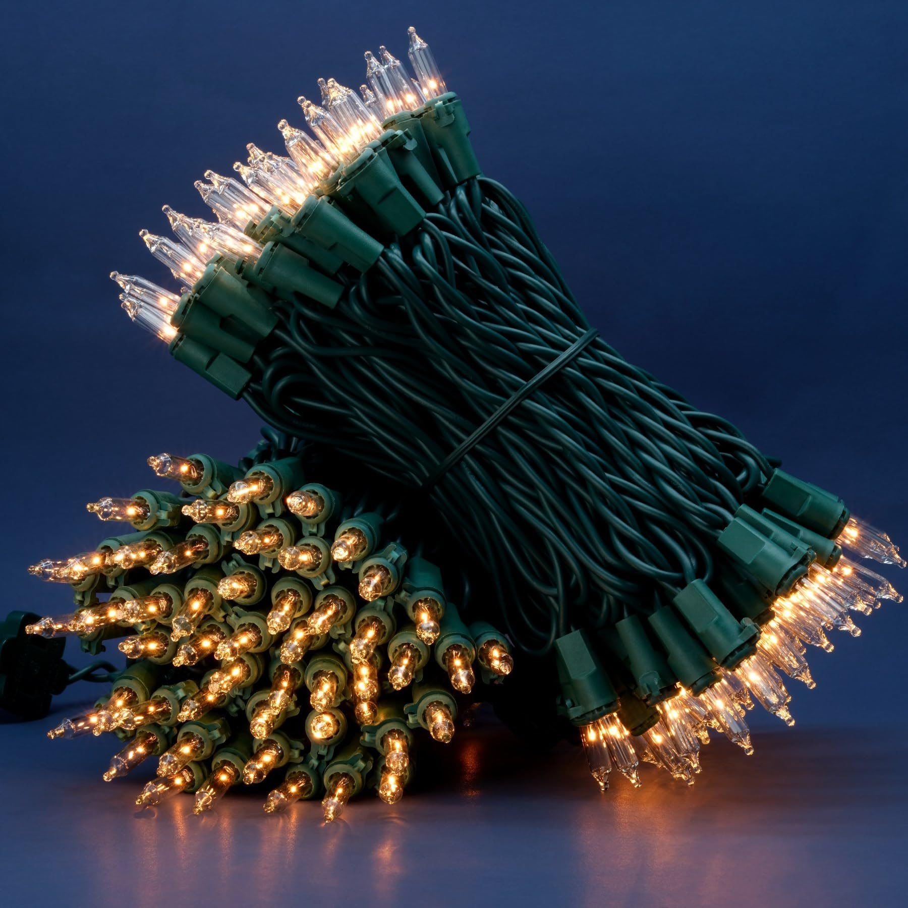 SWEET SHINE Clear Christmas Lights, 200 Count, 2 Strands of 100 Count, 33 ft Green Wire, UL Listed, Copper Wire & Glass Bulbs