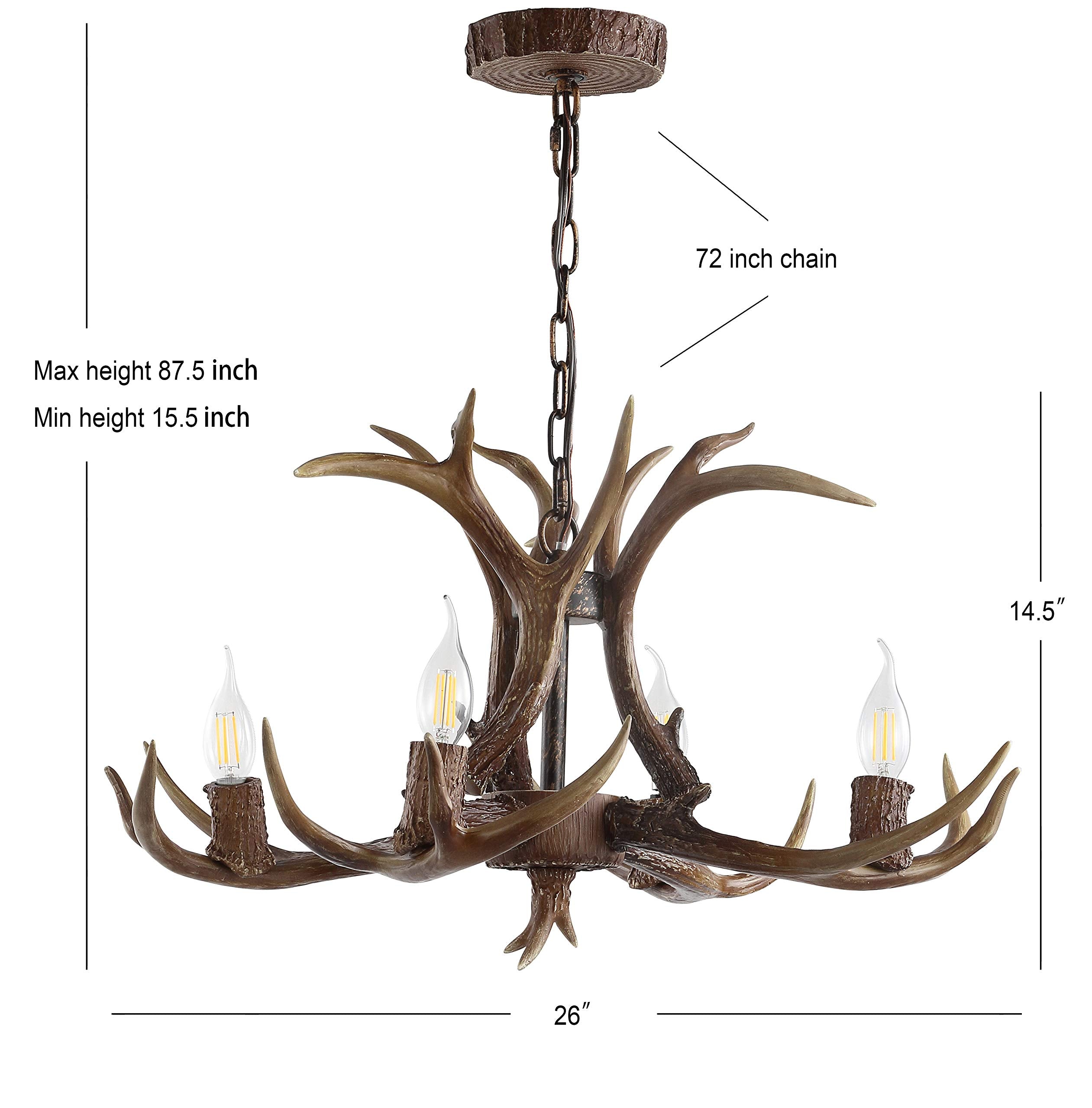 Jonathan Y Jyl6301A Eldora 26'' Adjustable Resin Antler 4-Light Led Chandelier, Glam, Rustic,Cottage,Transitional, Dimmable Dini