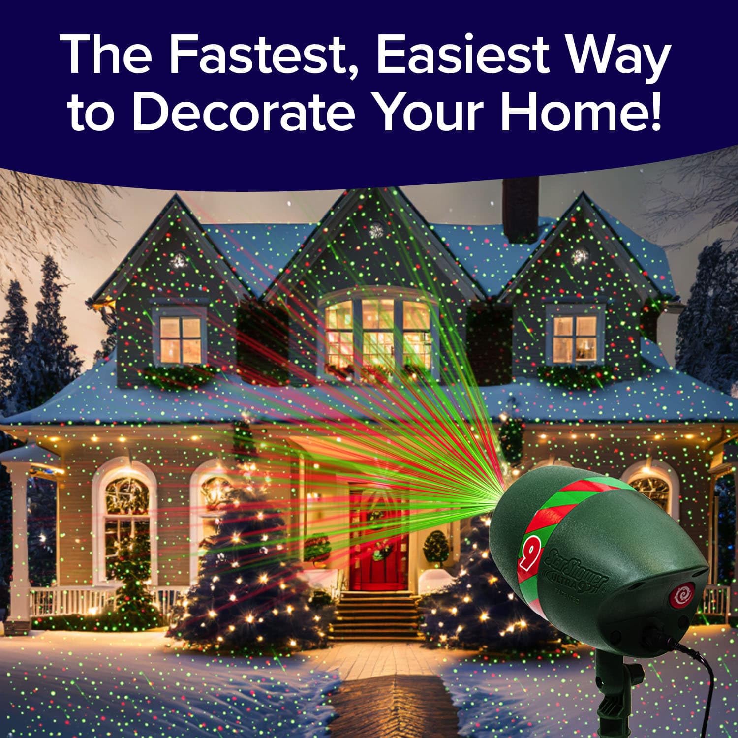 Star Shower Ultra 9 Outdoor Laser Light Show, As-Seen-On-Tv, New 9 Unique Patterns, Showers Home W/Thousands Of Lights, 3 Color