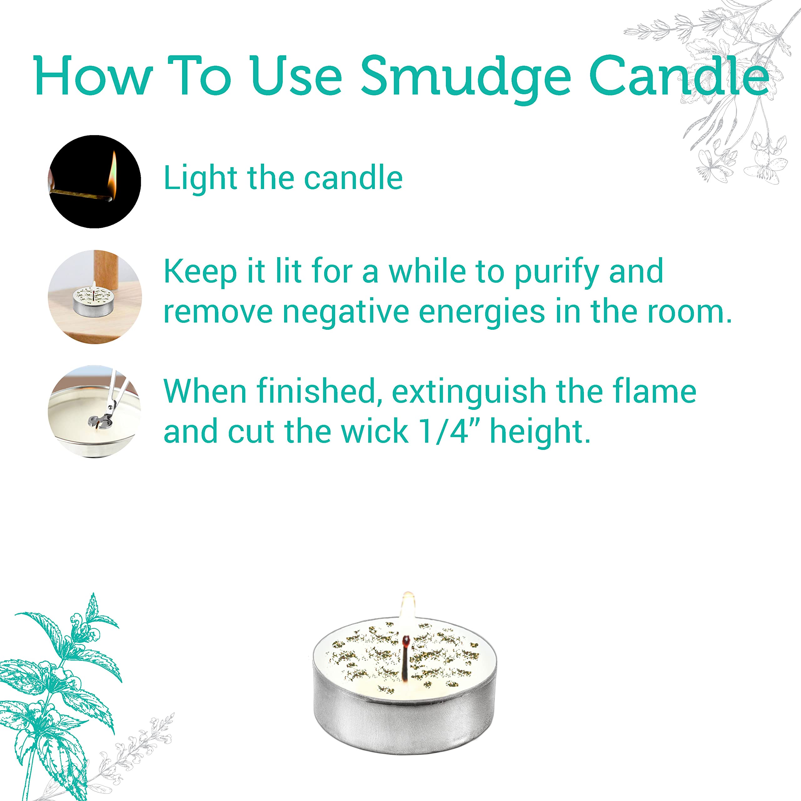 Soul Sticks 12 Pack Smudge Candles - White Sage & Eucalyptus, Soy Wax, Cleansing & Meditation, Tealight Size, White