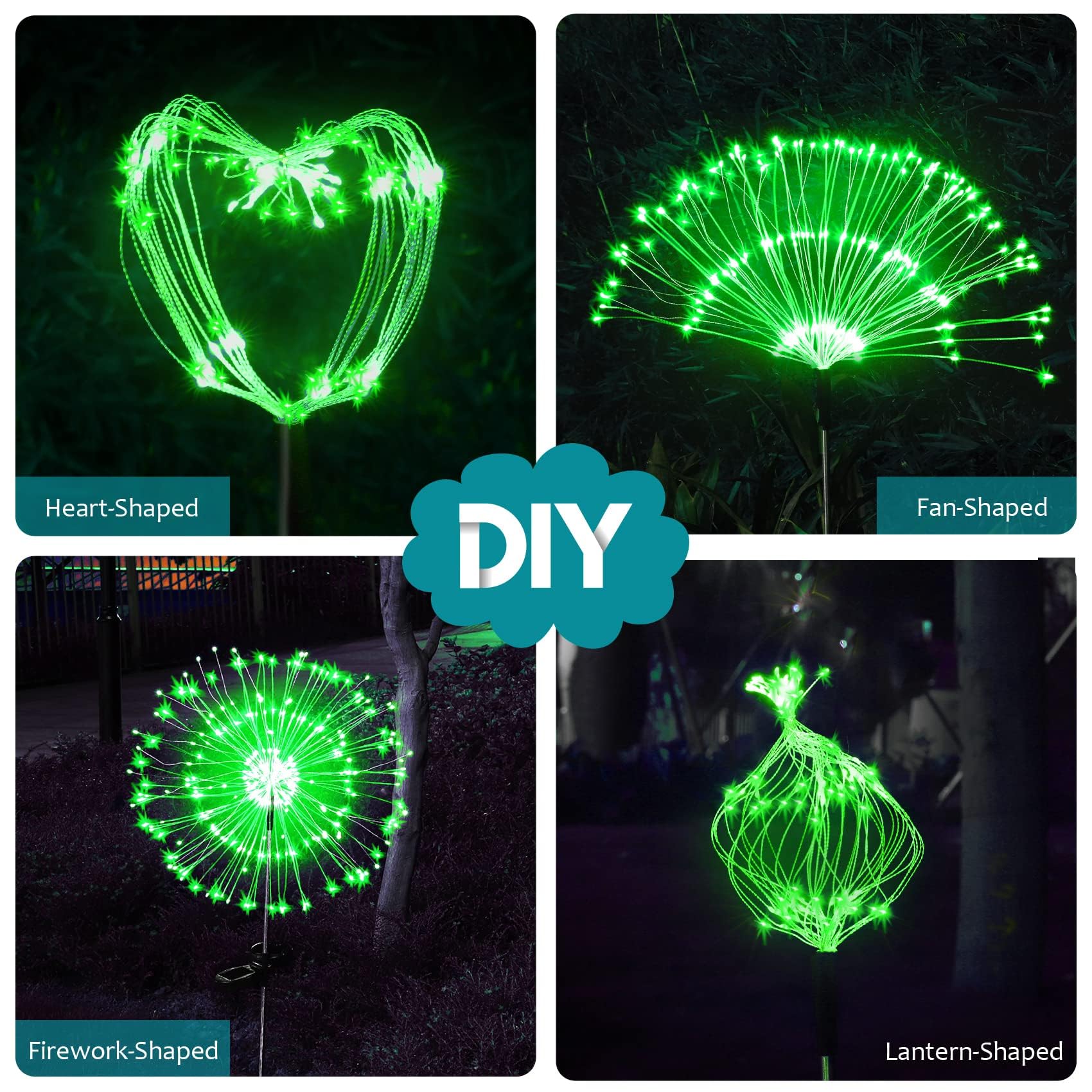 Jjgoo Solar Firework Lights, 2 Pack 150 Leds 2 Lighting Modes Solar Lights Outdoor Waterproof For Garden Patio Walkway Pathway P