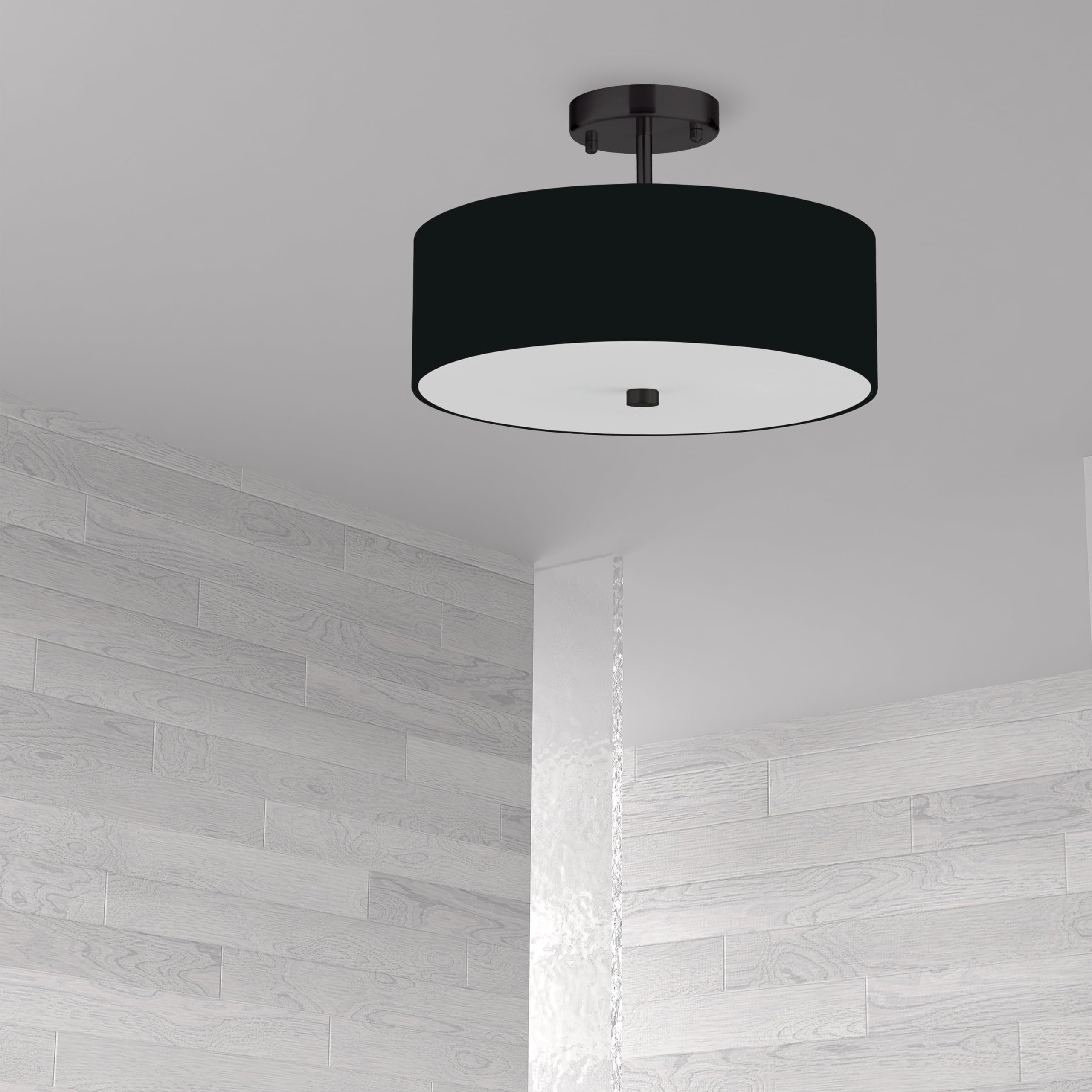 Dainolite Everly Semi Flush Light, 3-Light, 180W, Model 571-143SF-MB-BK, Black