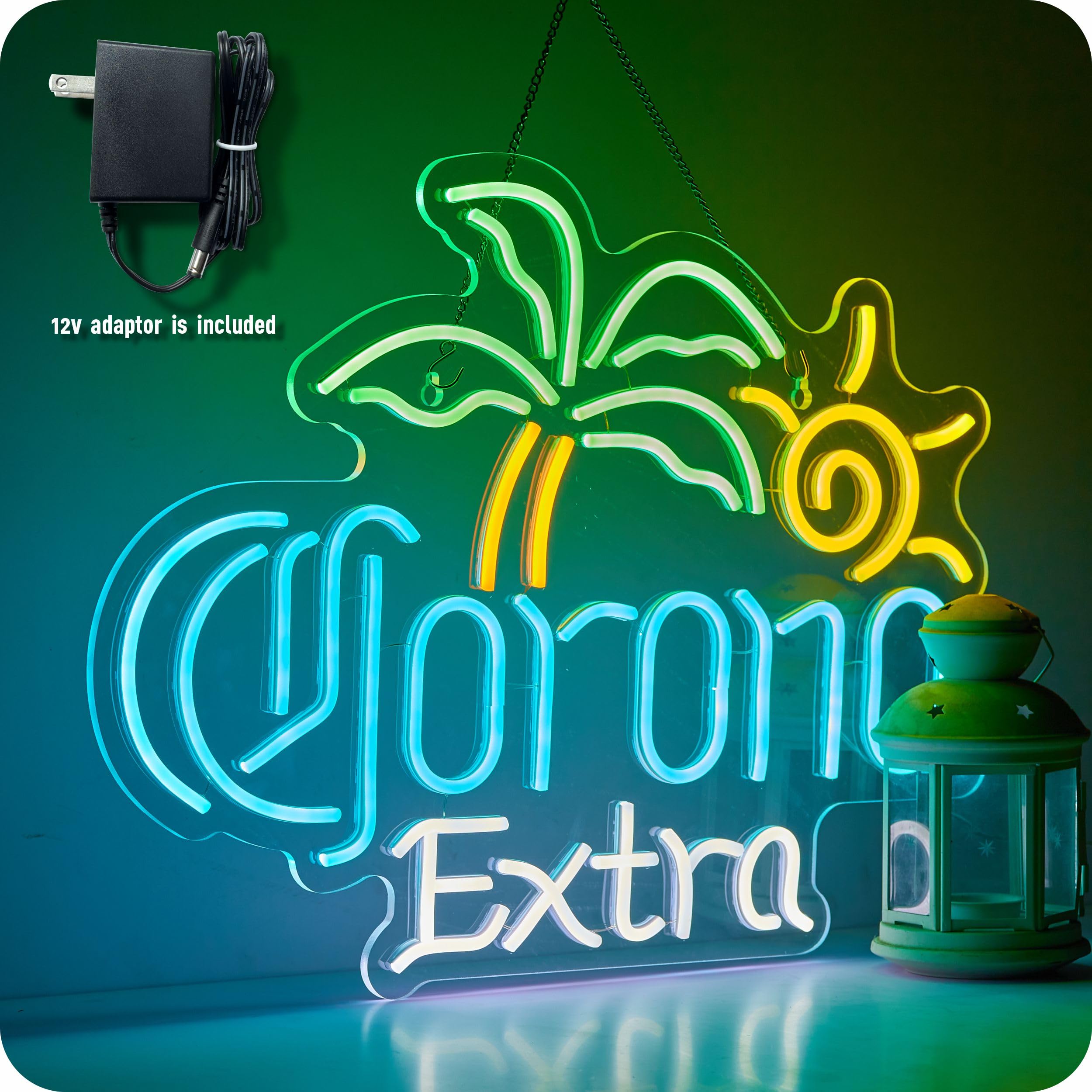 MkoGad Large malt-inspired Neon Sign - Ice Blue Acrylic Wall Decor Light, 24 in, for Man Cave, Bar, Pub, Store, Party, Club