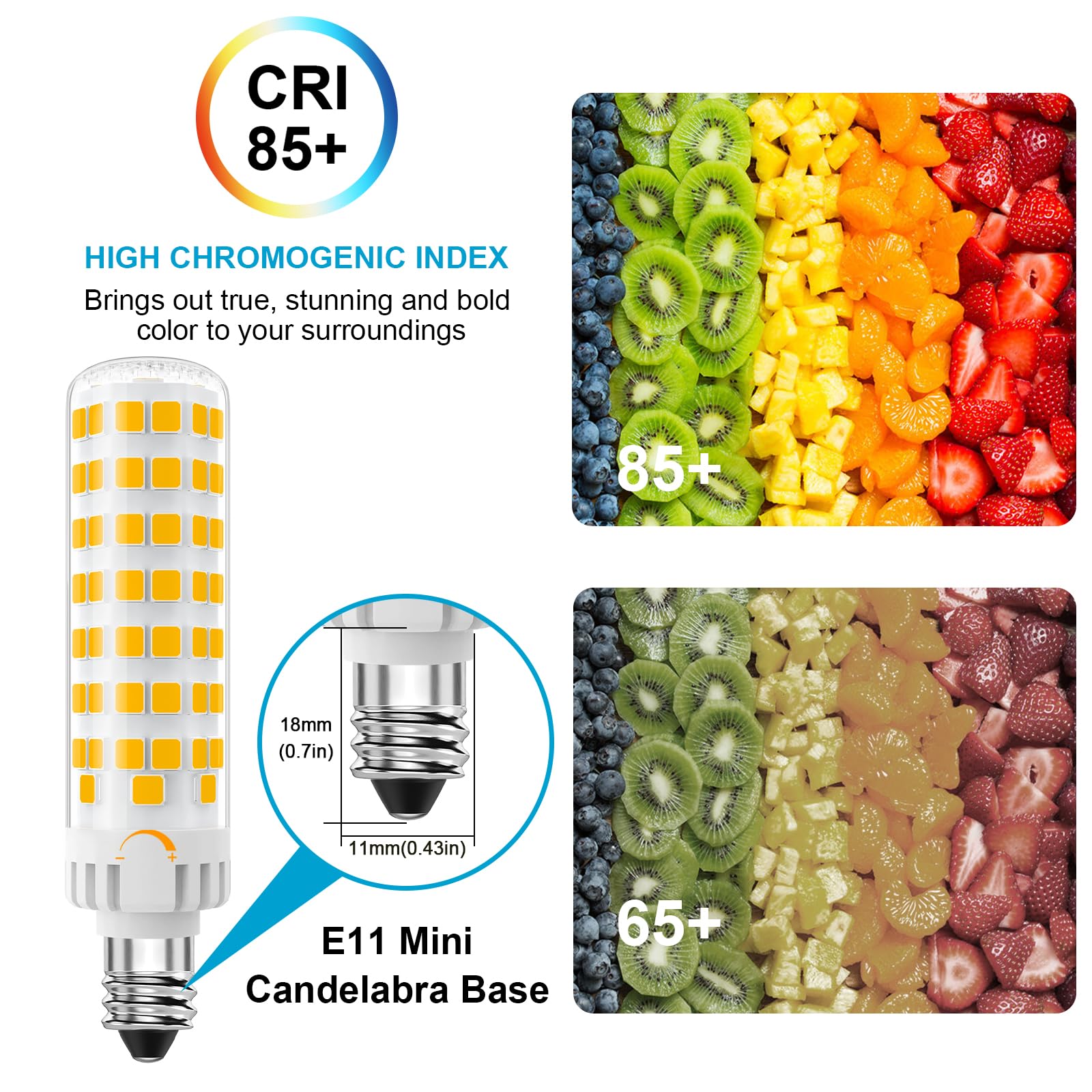 Lacnooe E11 LED Bulb Dimmable 10W 1000 Lumen, Warm White 3000K, Mini Candelabra Base, 4 Pack, Model E11