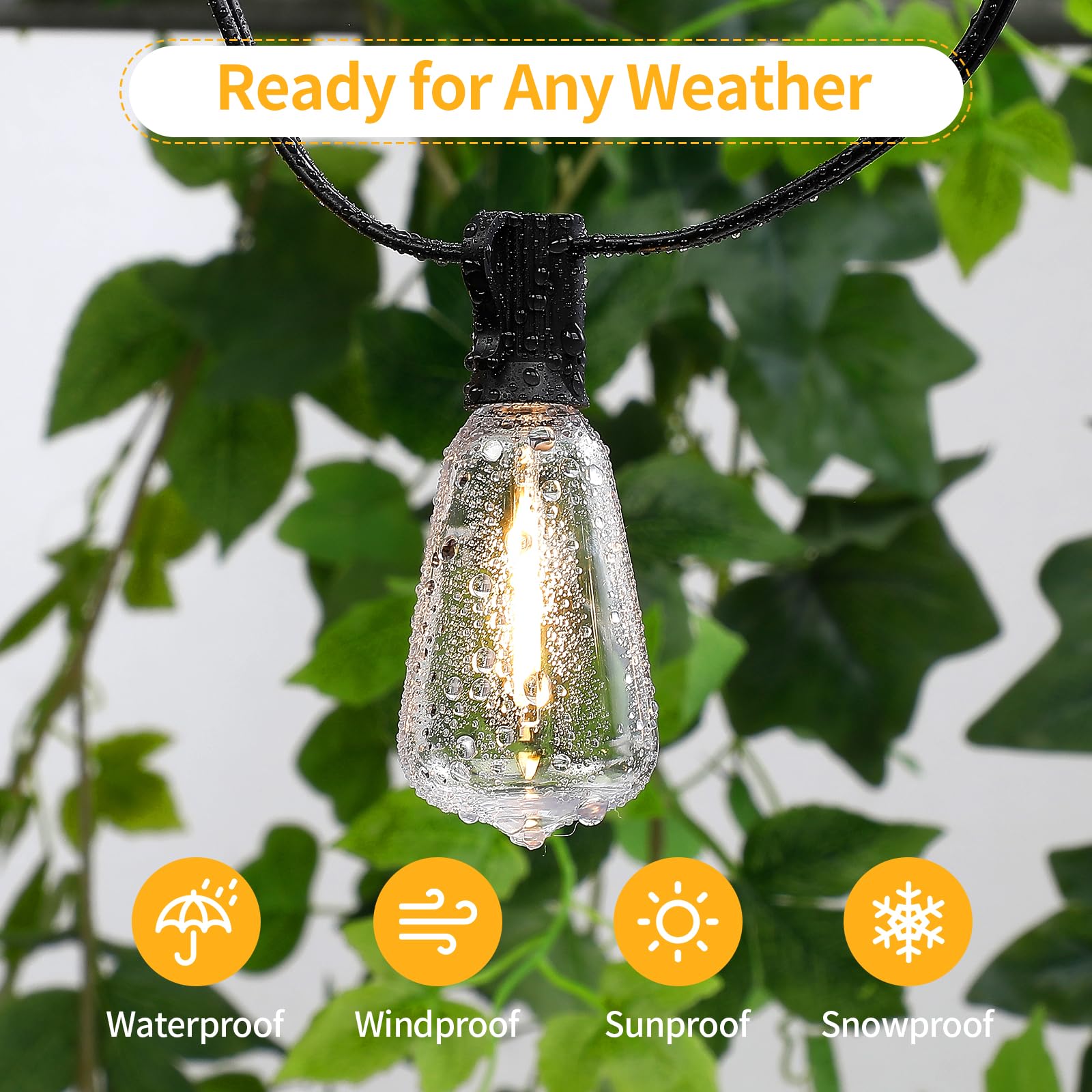 Hobbynors 10Pack ST38 LED String Light Bulbs, E12 Base, Shatterproof, 2700K Warm White, Vintage Edison, 7W Equivalent