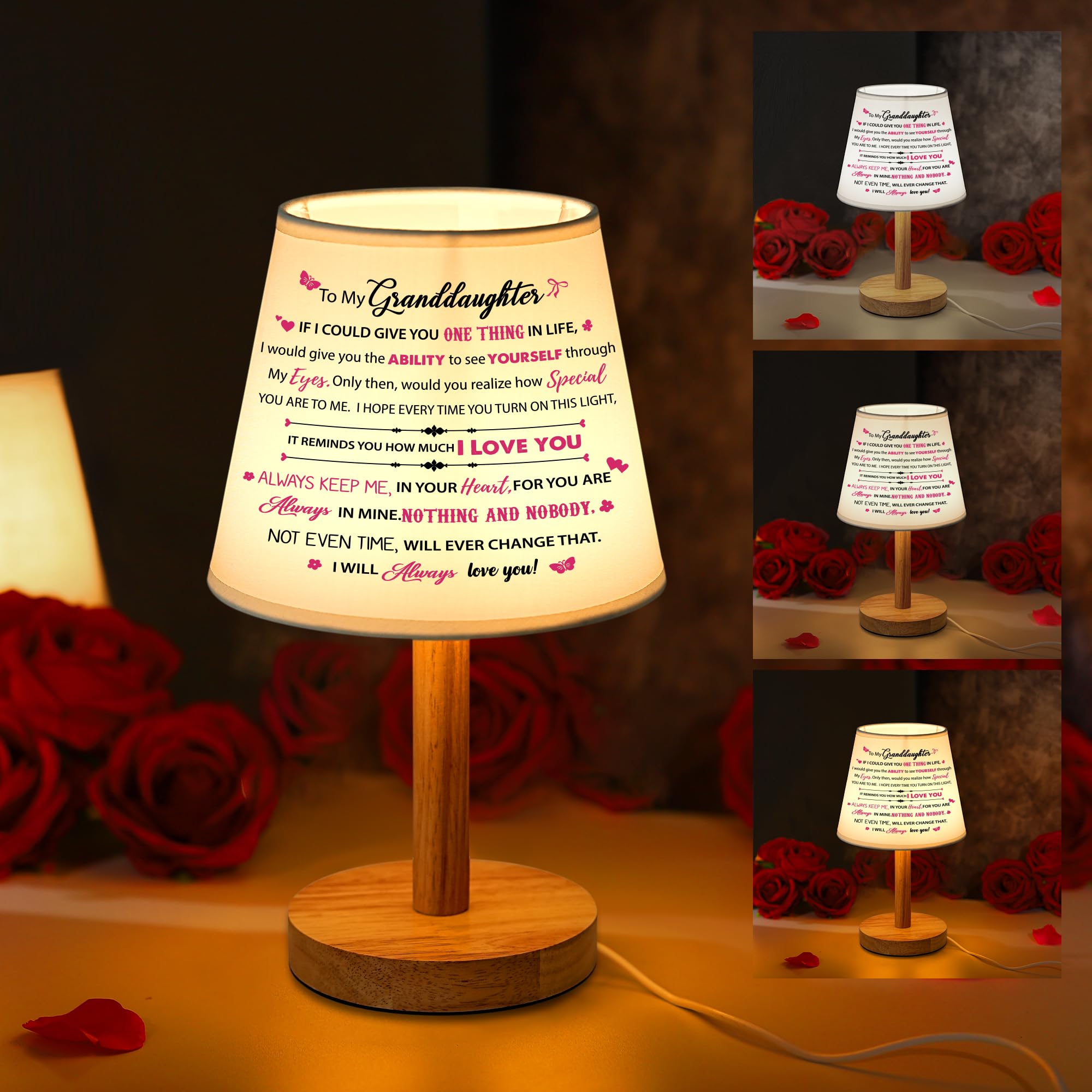 hibeauti Granddaughter Gifts from Grandma, 3 Color Modes Lamp for Granddaughter Birthday Christmas Valentines Day Mothers Day - 