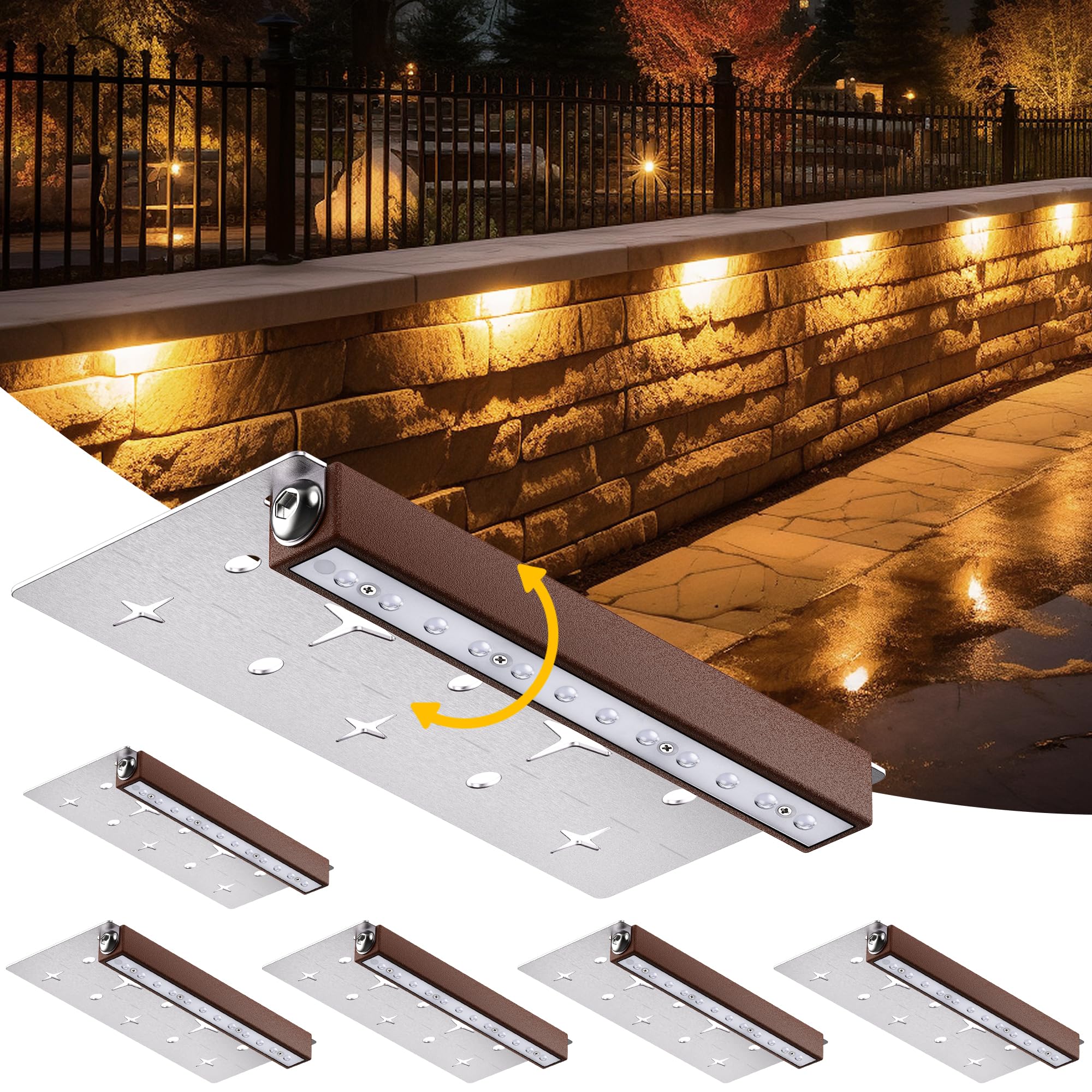 Kialush 6 Pack 7 Inch Retaining Wall Lights, 2.5W Hardscape Step Lights 12V-36V Ac/Dc Landscape Lighting, Low Voltage Outdoor Step Lights, Ip67 Waterproof Pavers Lights 2700K