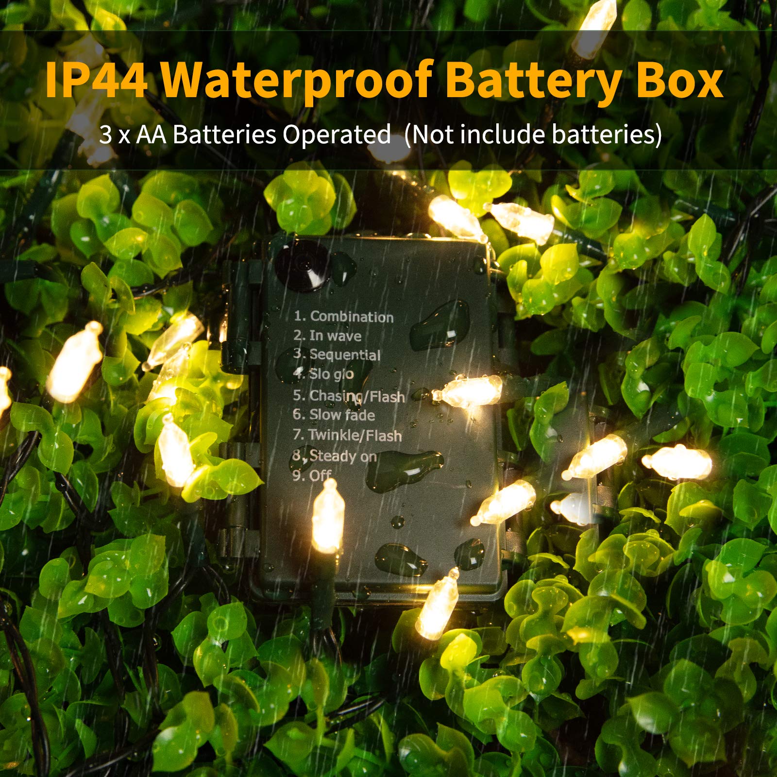 Brightown Battery Operated Christmas Lights, 50 LED Mini String Lights, 18 Feet, Warm White, Waterproof, 8 Modes, 4 Pack