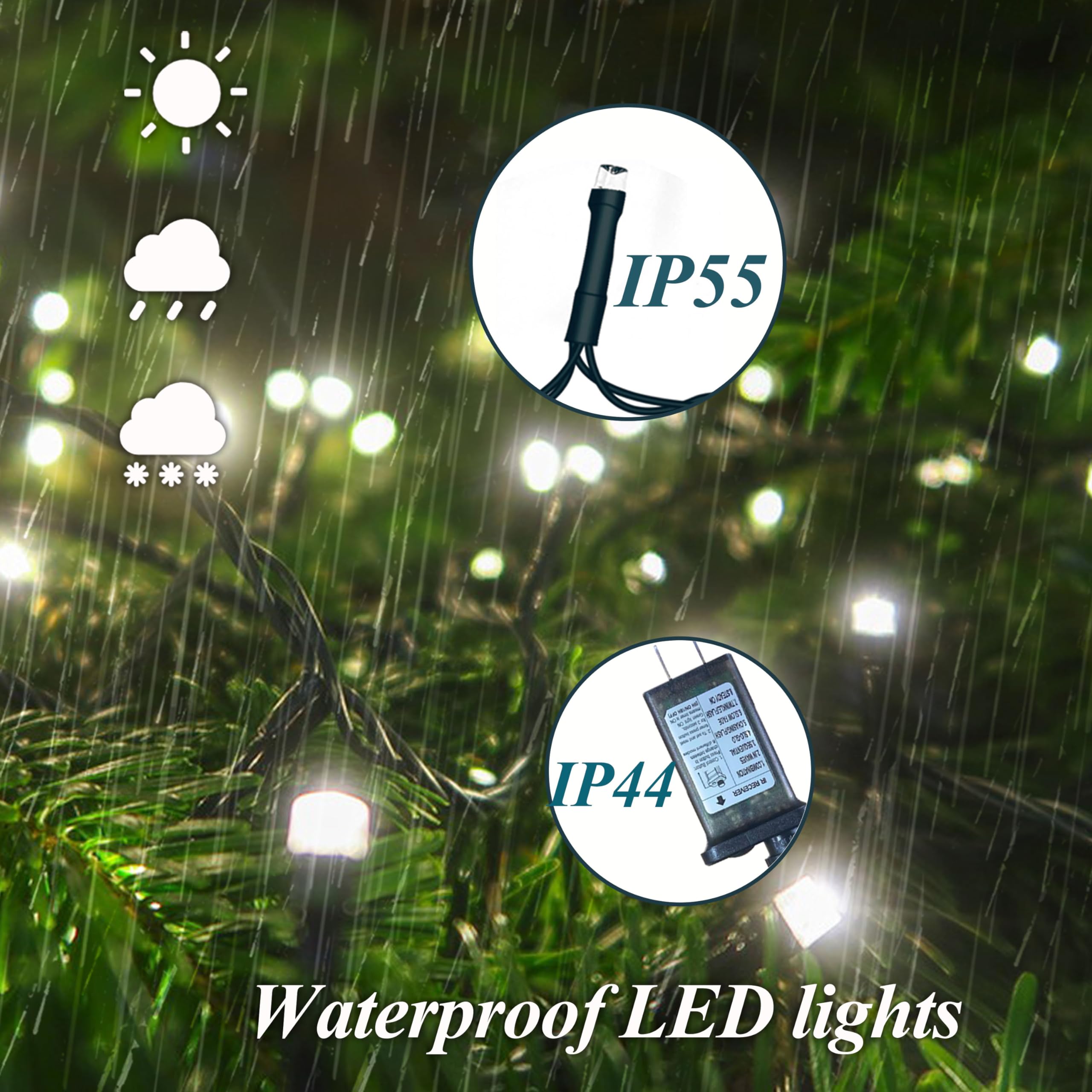 aneeway Christmas Tree Lights with Star Toppers, 410 LED, 8 Modes, 6.6FT x 16, Cold White, Model SW-LSL-02-410