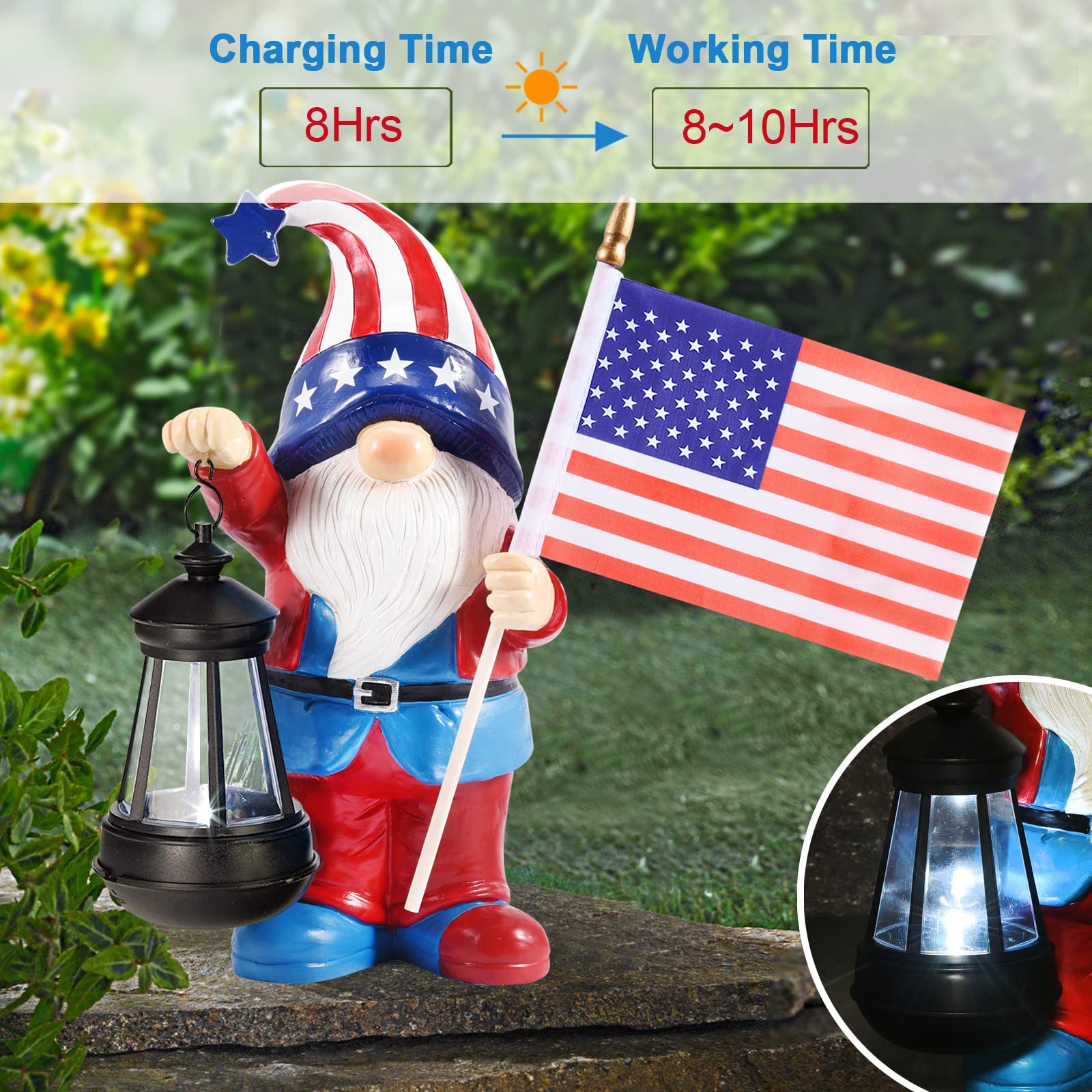 Solar Gnomes Statues For Garden Decor: Outdoor Sculptures For Clearance Lights For Outside Lawn Ornaments Porch Patio Balcony Ya