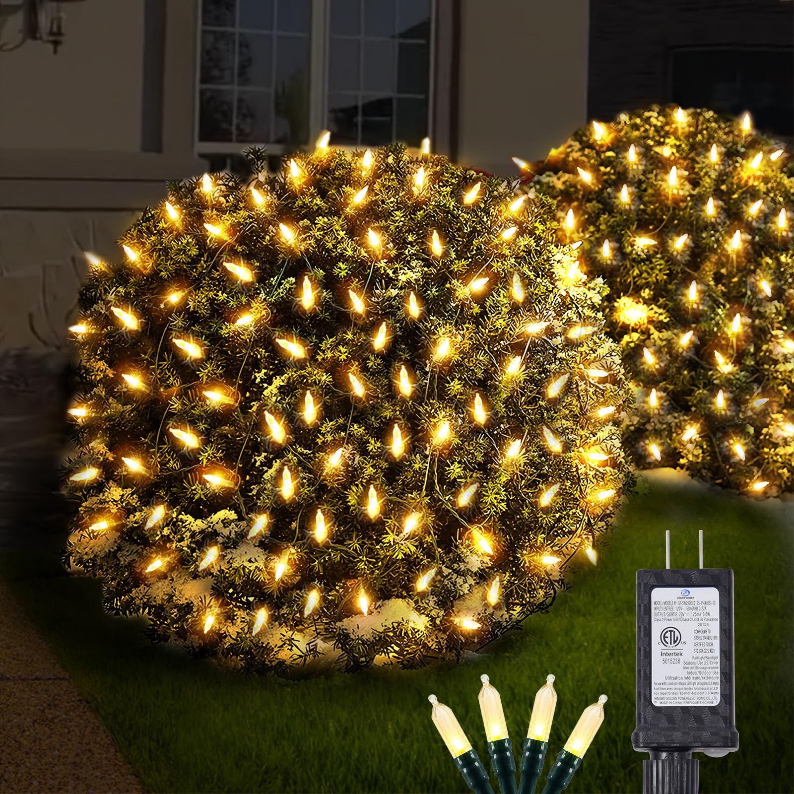 120Led Christmas Net Lights Outdoor 5ft x 6ft Connectable, 8 Modes Net Mesh Lights Waterproof Black Wire, 29V Plug in Mesh Net L