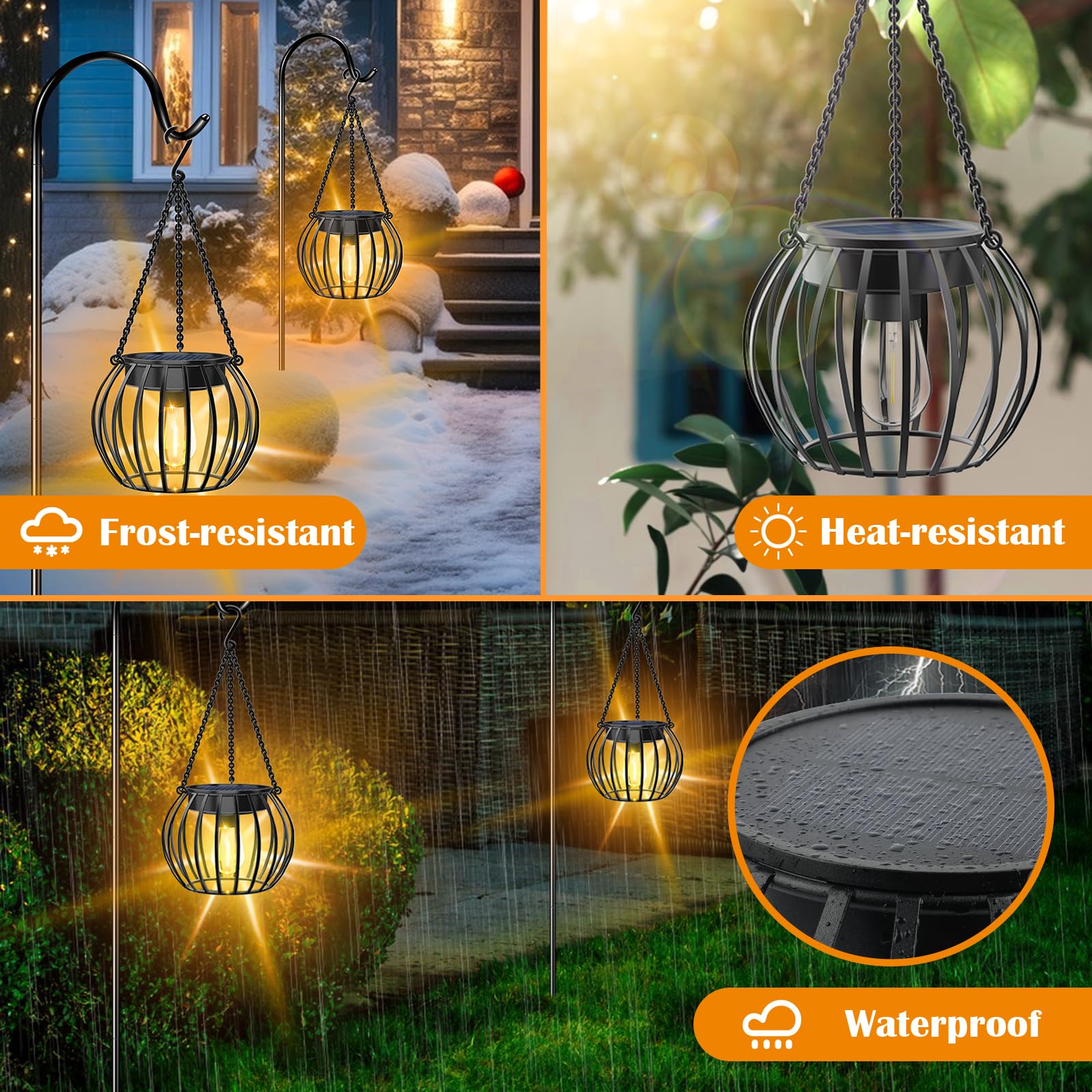 Ubright Solar Lights Outdoor Waterproof Hanging Solar Lantern Metal Lights For Outside Lanterns Decorative Outdoor Lighting For