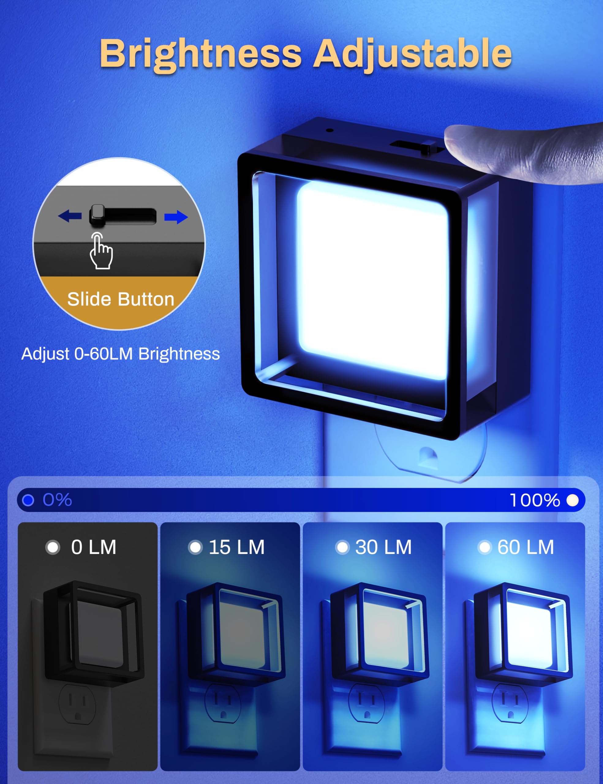Doresshop Blue Night Light [2 Pack], Night Lights Plug Into Wall, Night Light, Dusk To Dawn Sensor, Led Night Light Adjustable B