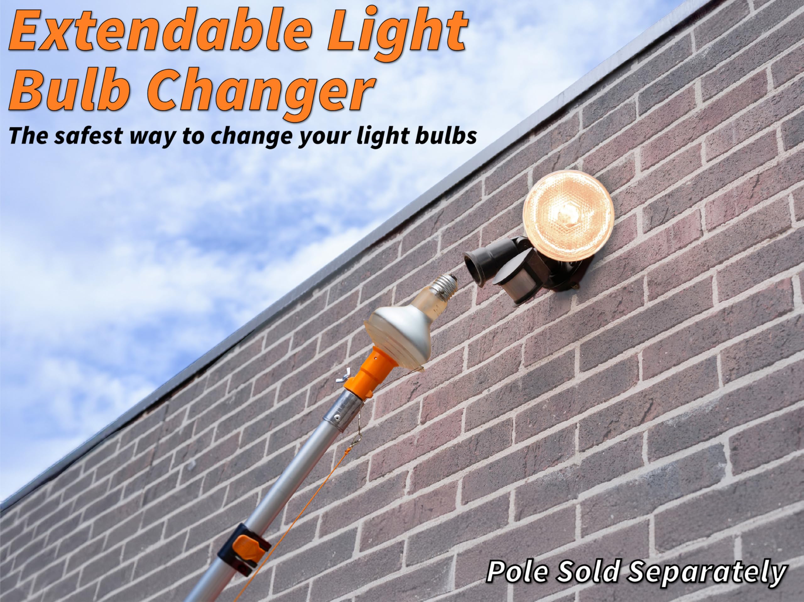 Light Bulb Changer Attachment Kit // High Reach Light Bulb Changer Grabber Fits All Extension Poles With Standard Acme Thread //