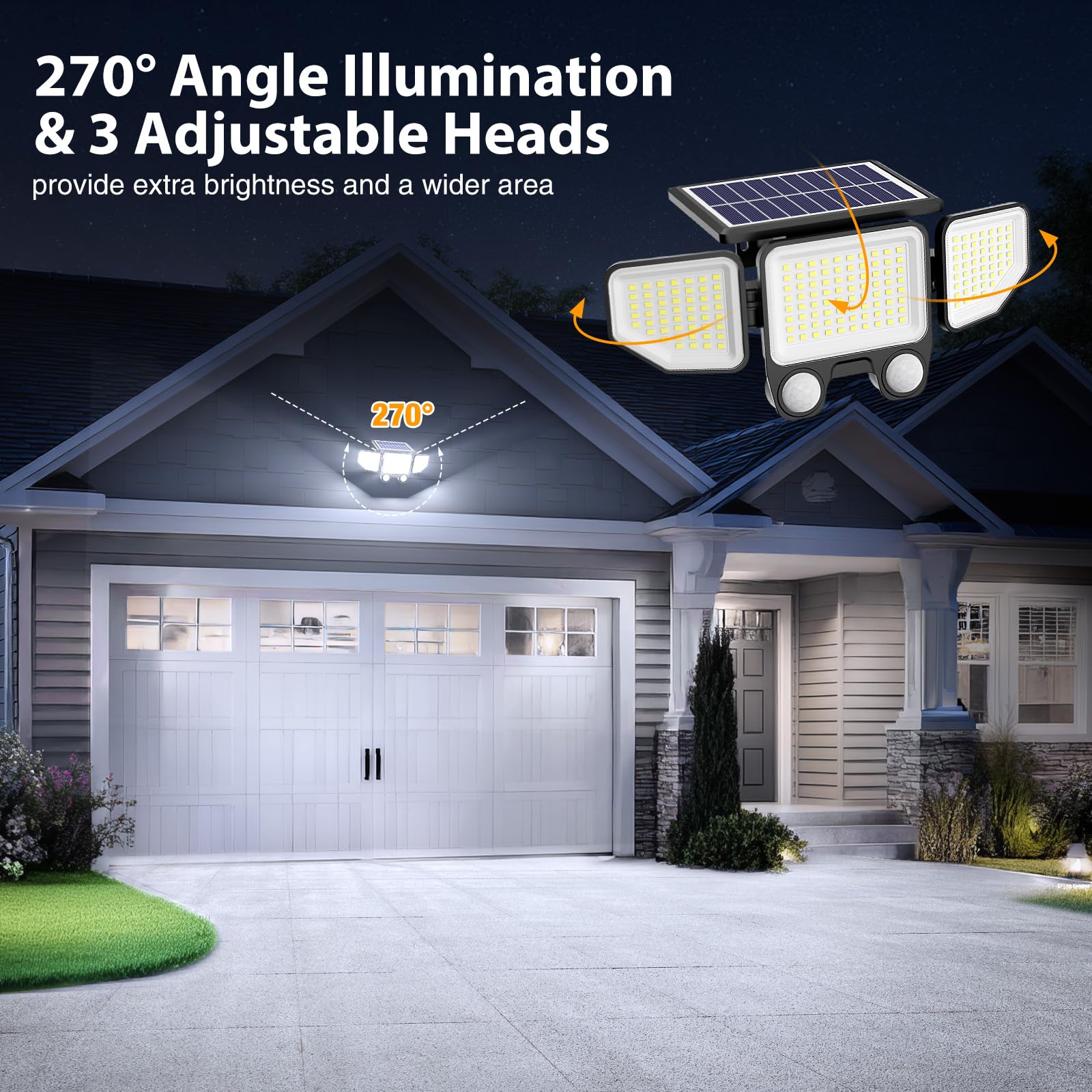 Onforu Solar Lights Outdoor, 3000LM, 180 LED, Motion Sensor, IP65 Waterproof, Remote Control, Black, Model BDTYE06-3