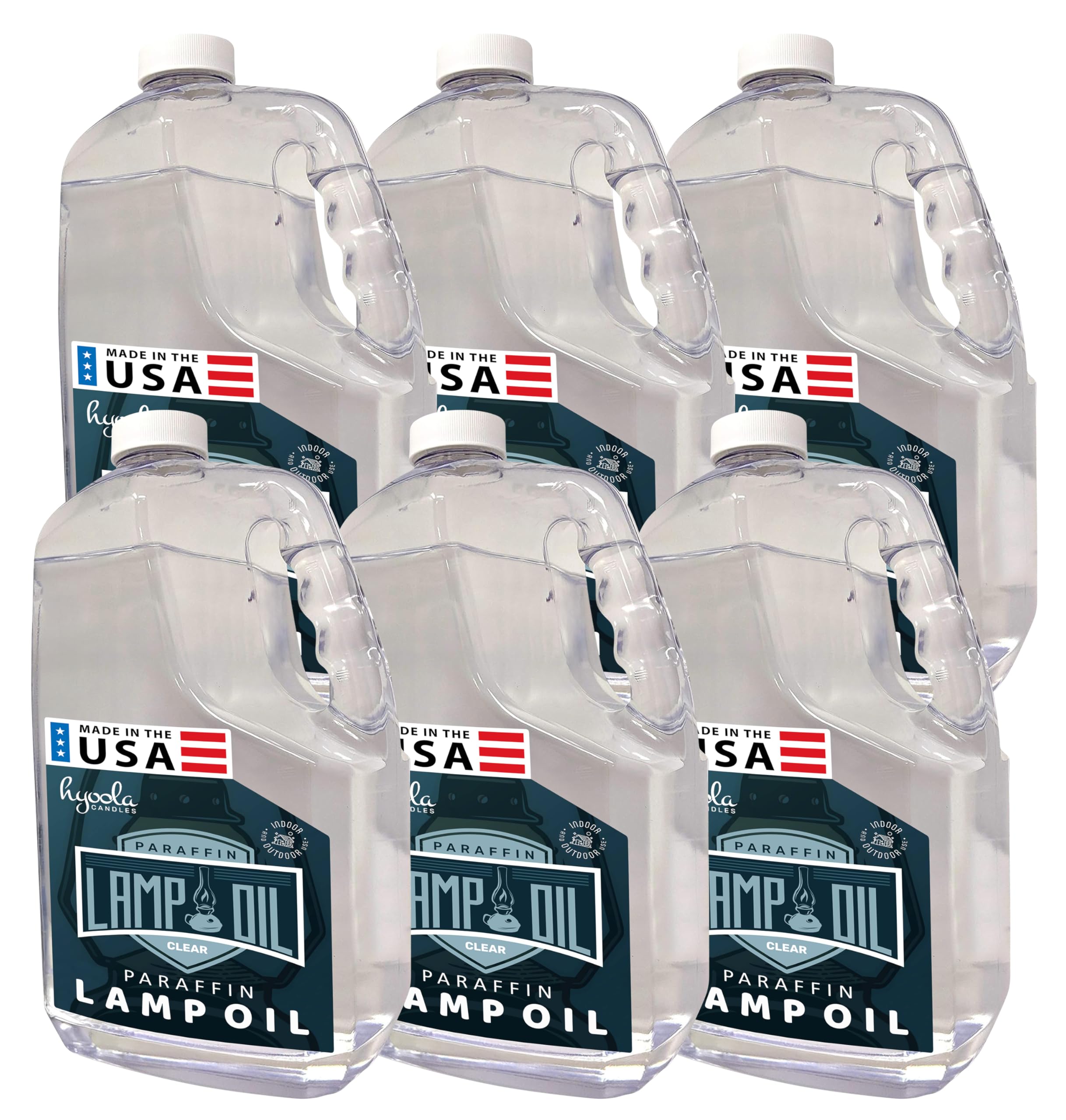 HYOOLA 1-Gallon Liquid Paraffin Lamp Oil - Clear Smokeless  Odorless  Ultra Clean Burning Fuel for Indoor and Outdoor Use - Highest Purity Available - 6 Pack