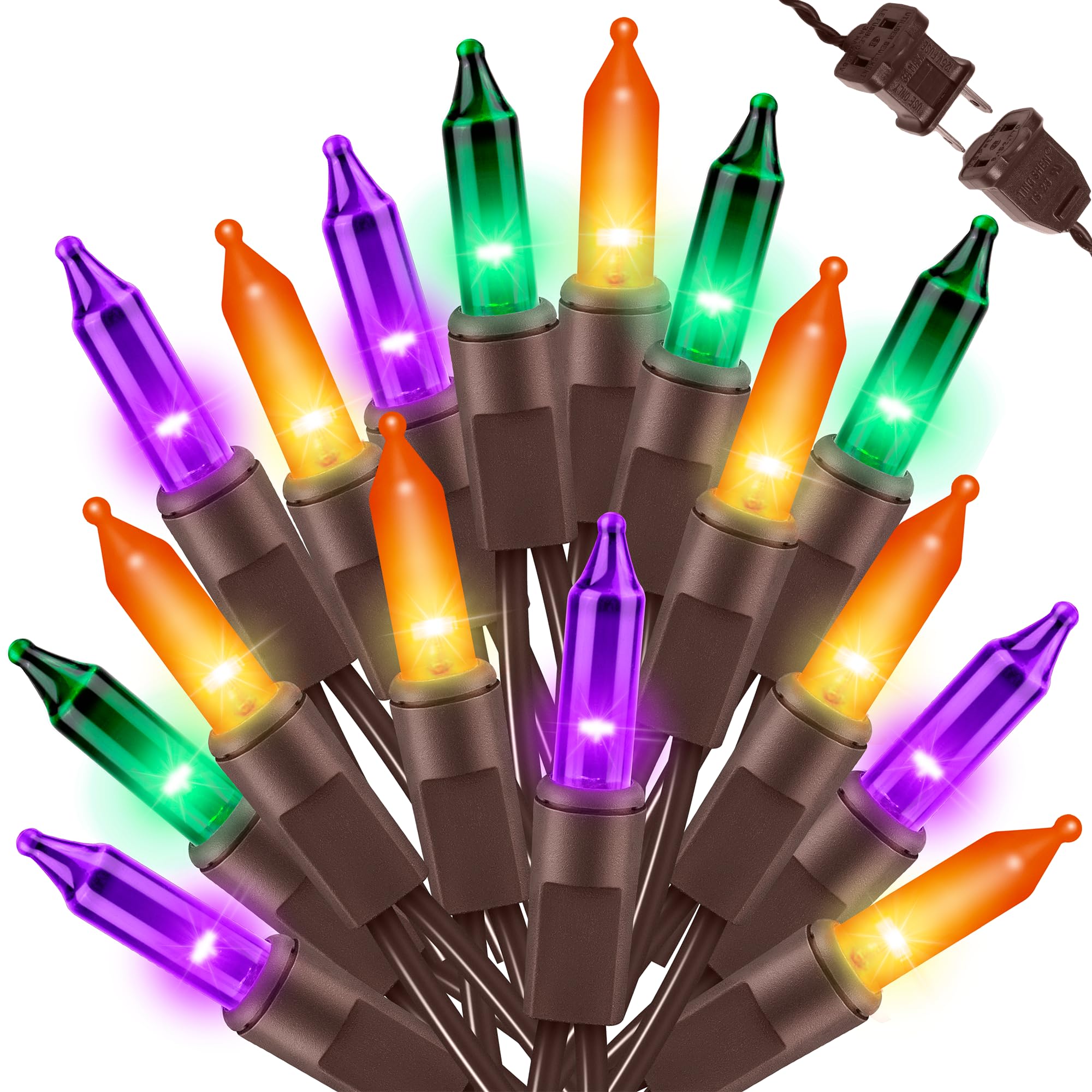 LAMPHOME Halloween String Light 100ct Mini Lights 19.6ft Orange Purple Green HP-100-2/SB Indoor/Outdoor UL Certified