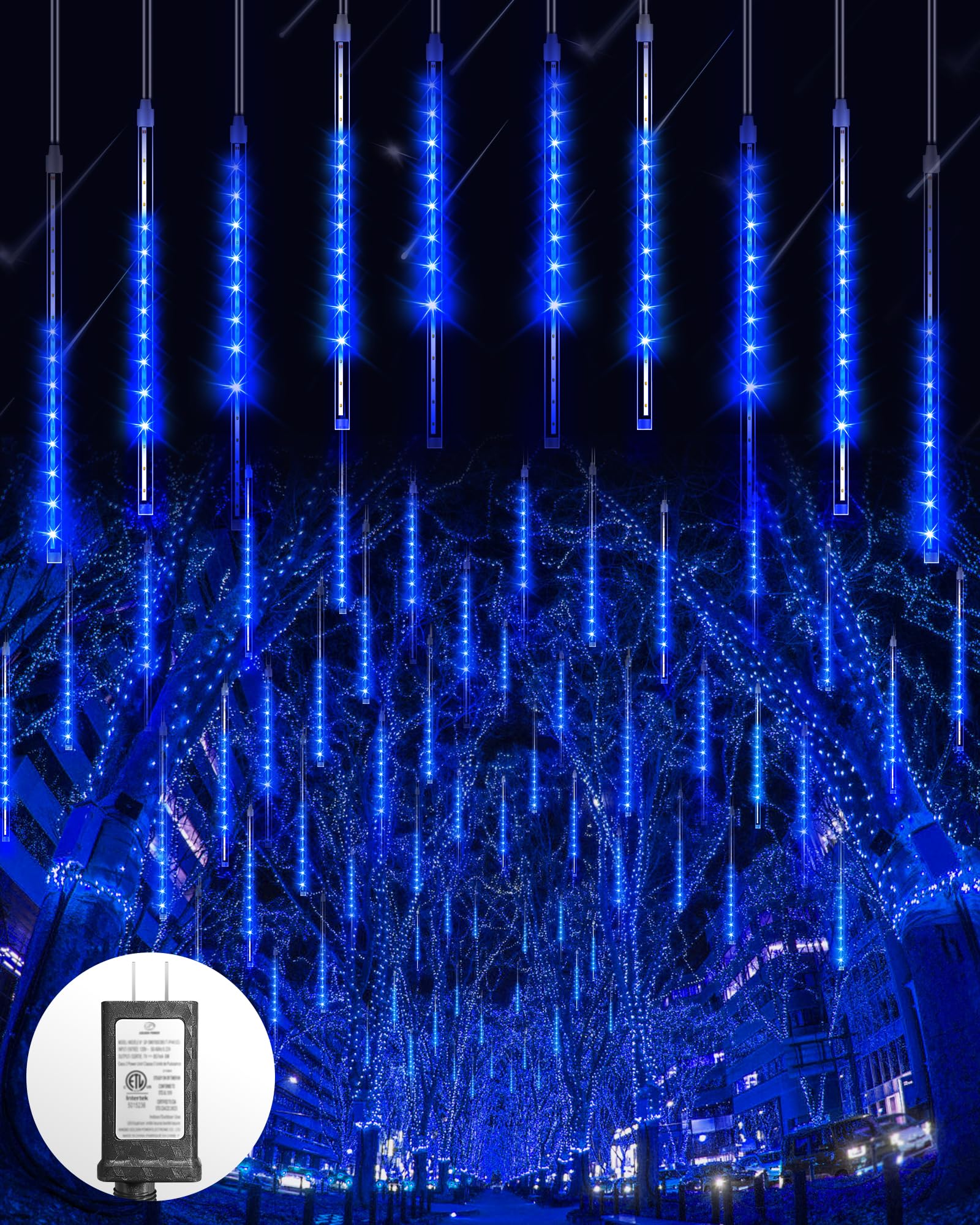 Blingstar Meteor Shower Lights, Waterproof 16 Inch Dripping Icicle Lights, Blue, Model 5ed0f575-9e3e-4630-91fc-5a2