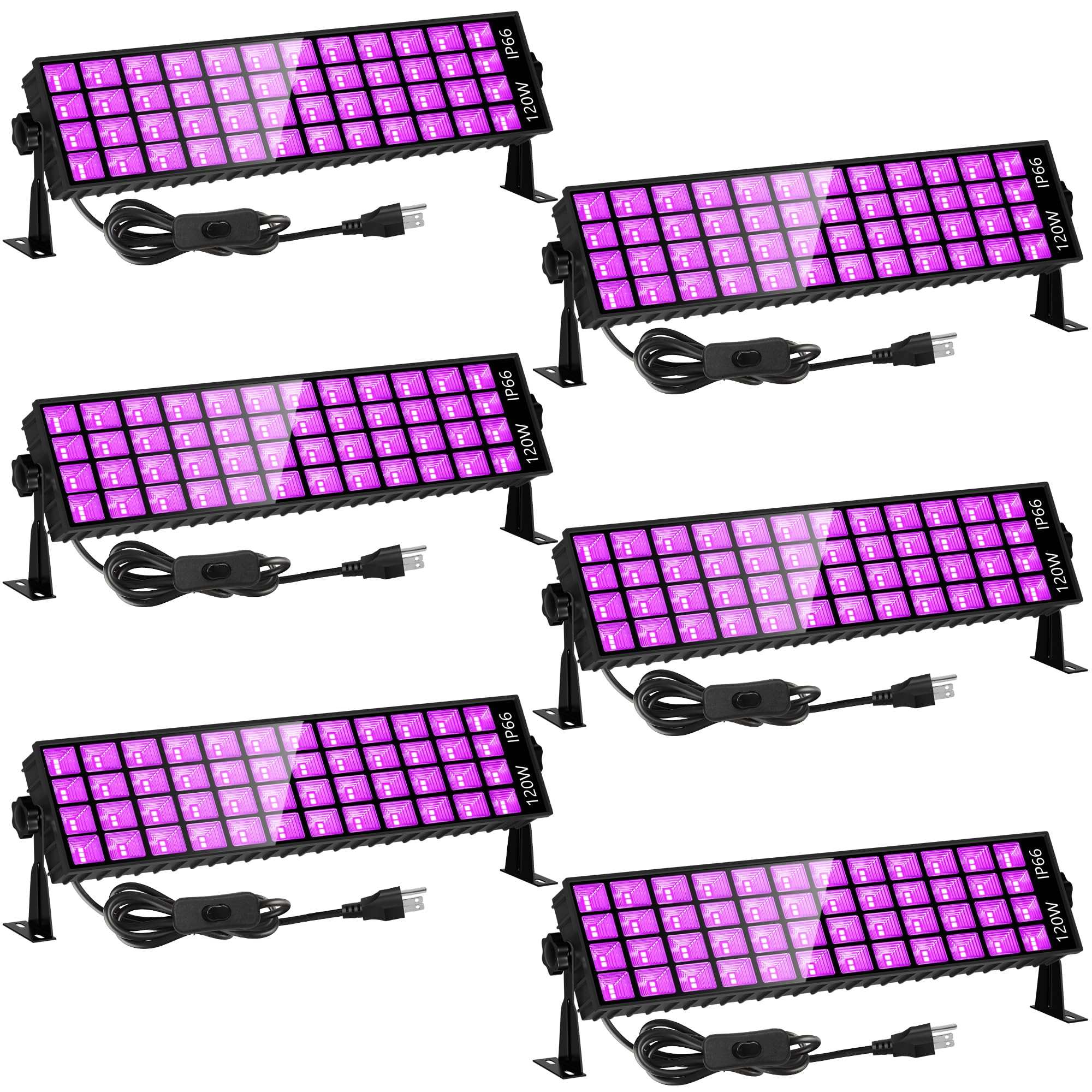 ISUERFY 120W LED Black Light Bar, Graphene Material, Flood Light with Switch, 6ft Cord, Covers 5000ft², Model SUER-BL120W-SMX