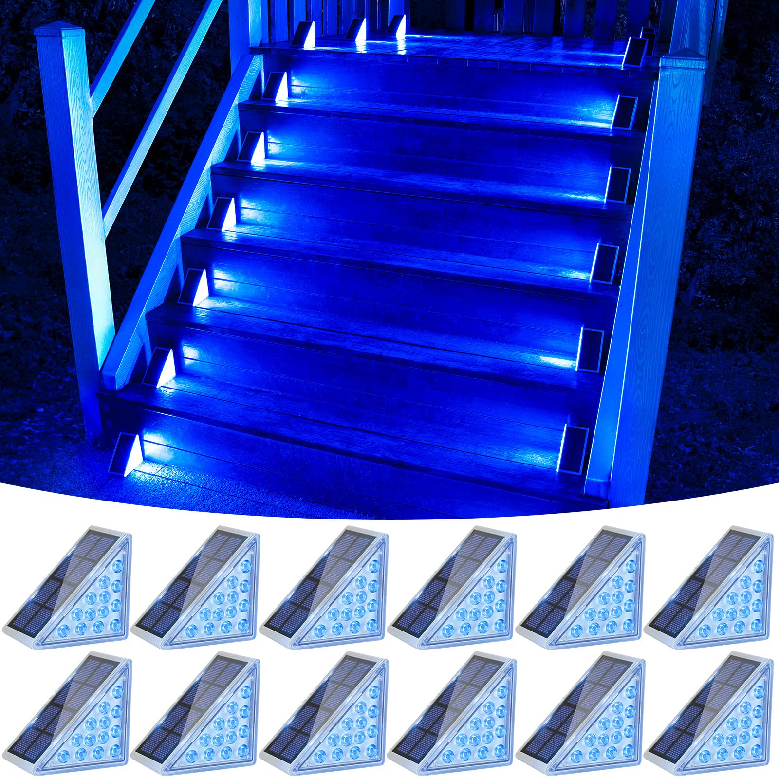 VOLISUN Solar Stair Lights 12 Pack, Solar Step Lights Outdoor Waterproof IP67, LED Outdoor Step Light,Outdoor Light Decor for Ga