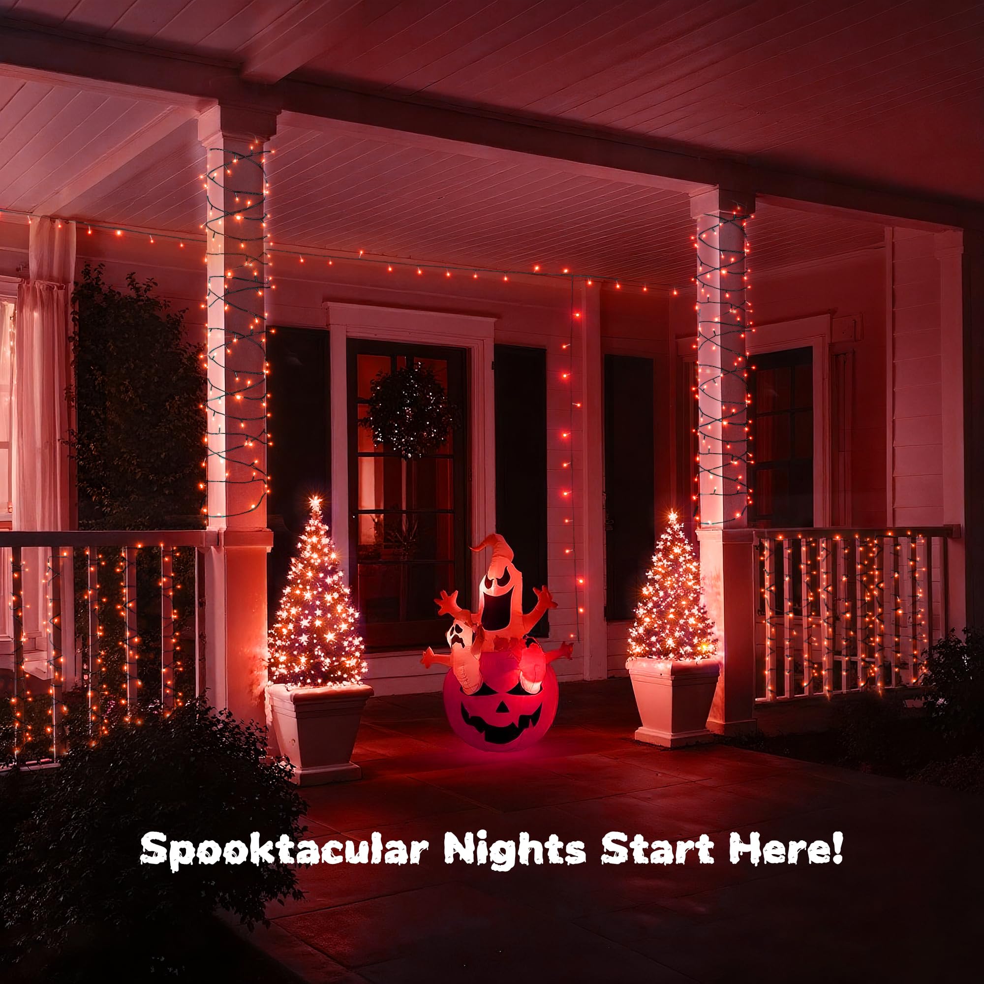 WBao 300LED Orange Halloween String Lights, 108ft, Waterproof, 8 Modes, UL Certified, Copper Material