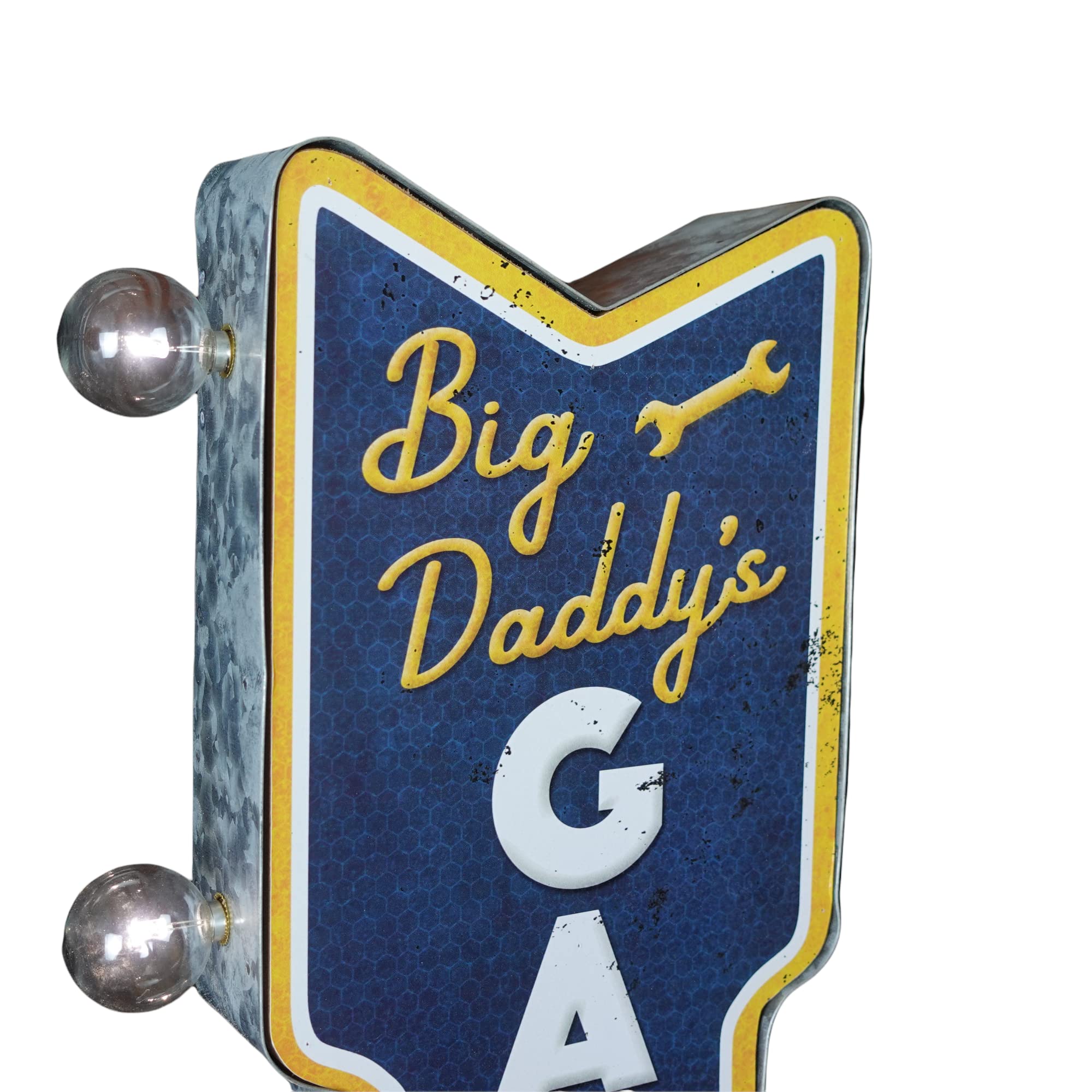 American Vintage Sign Co. Double-Sided Marquee Sign LED Bulbs 26” x 3” x 8” Big Daddys Garage Metal Decor