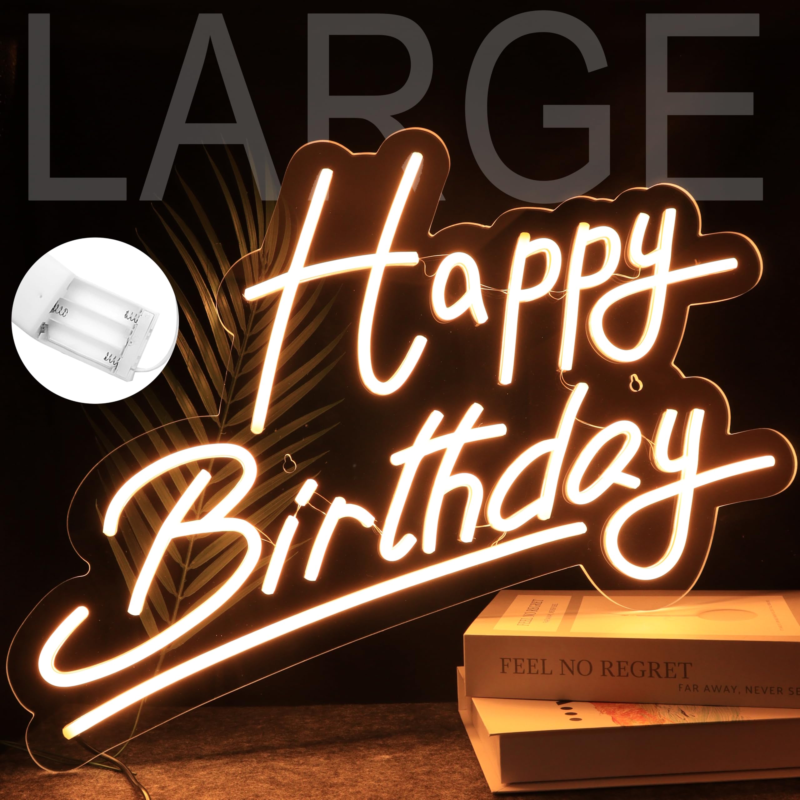 Shellvcase Neon Sign, Warm White Acrylic, USB & Battery Powered, 22.4inx14.3in, Adjustable Brightness for Birthday Parties & Celebrations