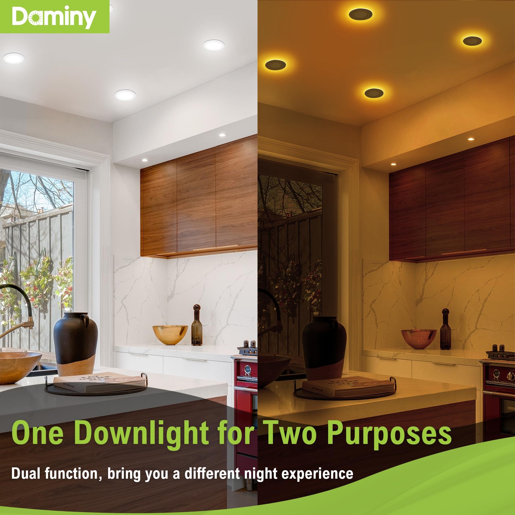 DAMINY 12 Pack 4 Inch LED Recessed Lights, 5CCT Dimmable, Ultra-Thin Canless Wafer, Night Light, Model P205C