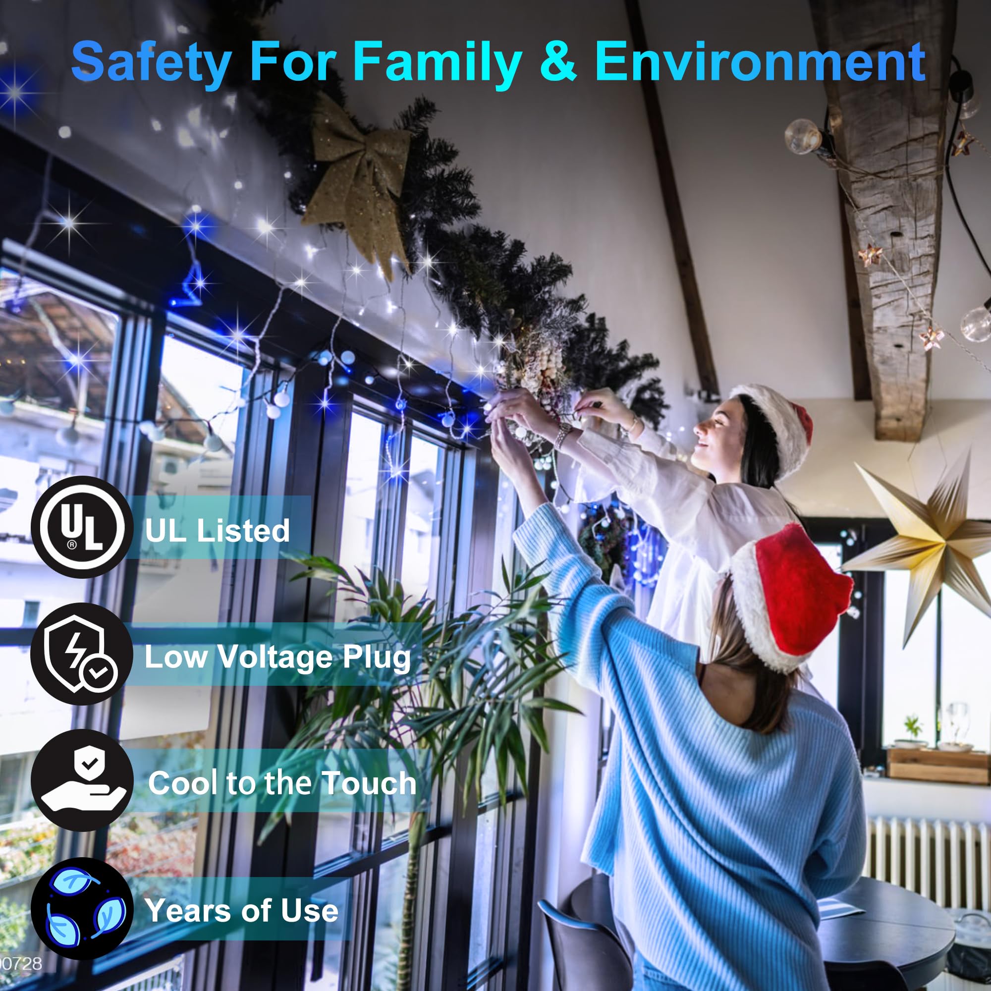 792 Led Christmas Outdoor Lights With 176 Drops, 82Ft Hanging Curtain Lights 8 Modes, Christmas Fairy Lighs With Timer & Memory