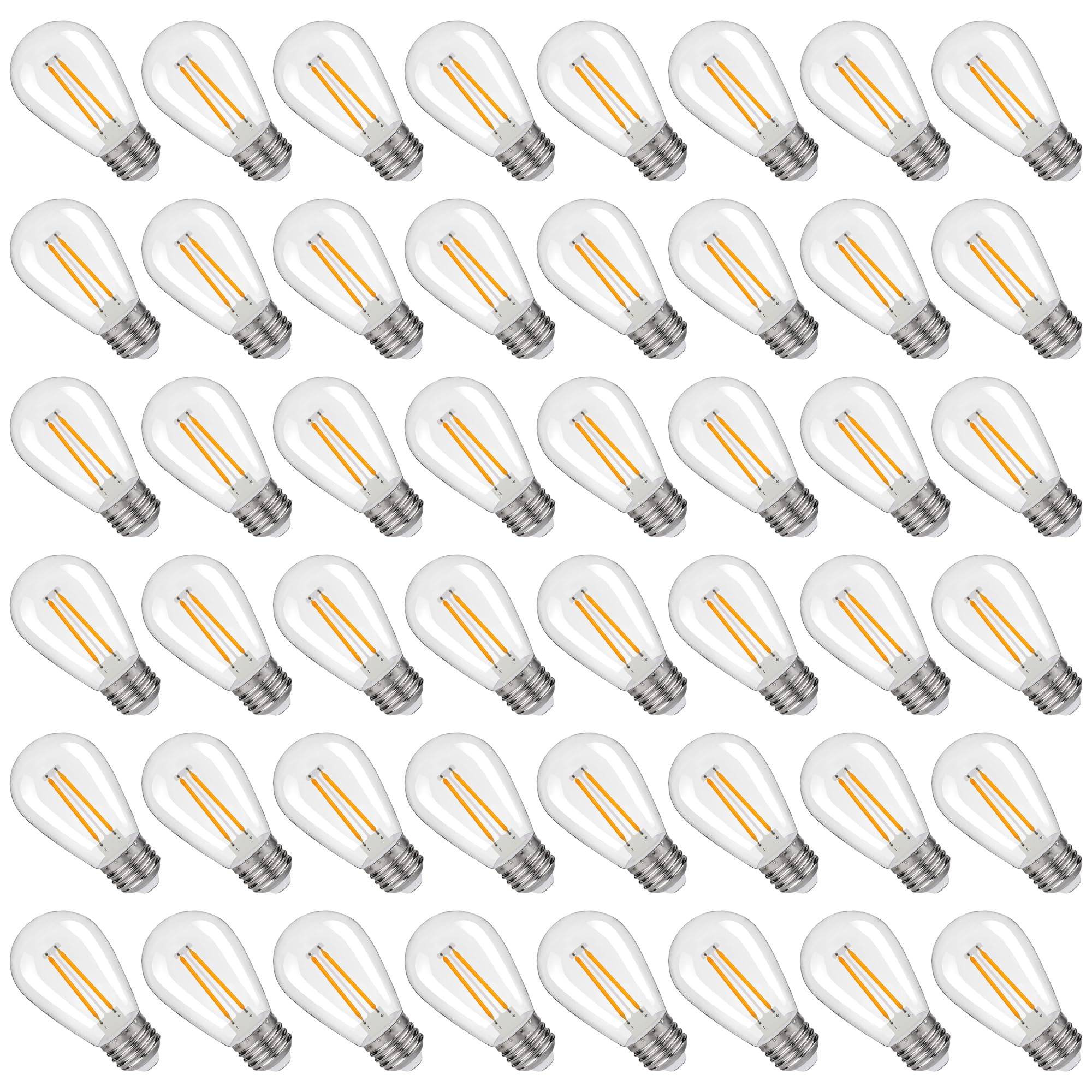Austin Coast S14 LED Light Bulbs, 2W Shatterproof & Waterproof, E26 Base, Warm White 2200K, 48 Pack