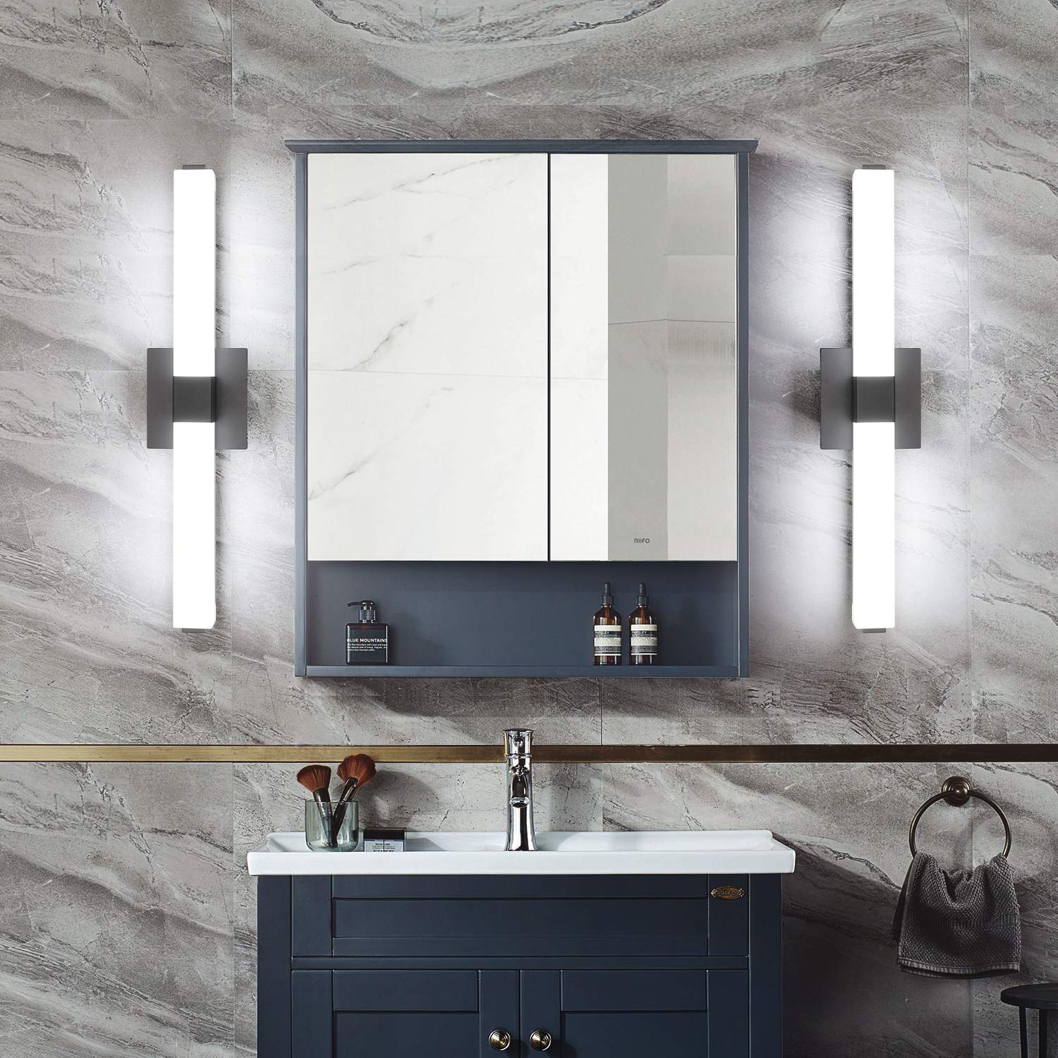 ZUZITO 24" Bathroom Vanity Light - Matte Black LED 18W Cool White 6000K, Modern Design for Over Mirror Lighting
