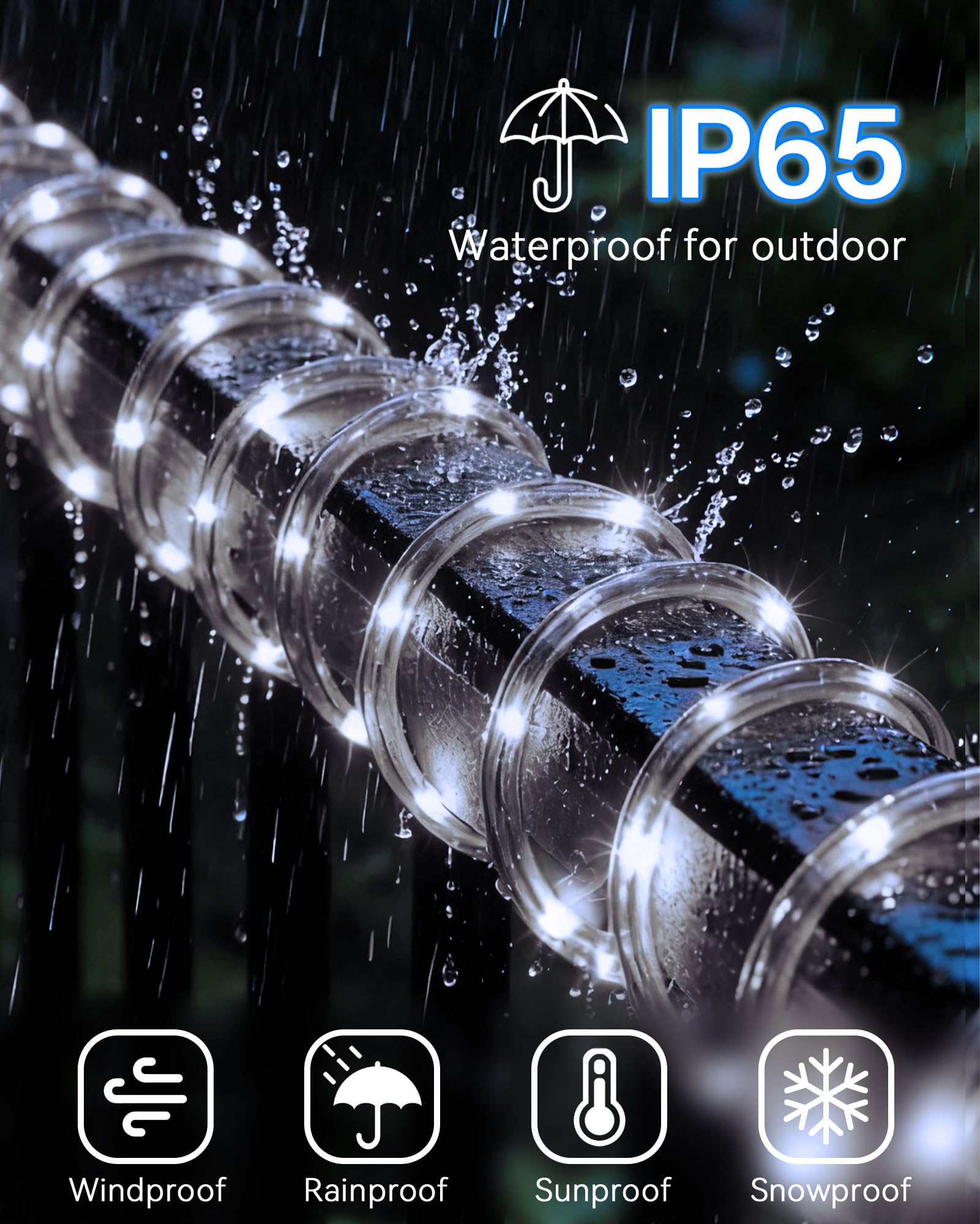 Isuerfy Dimmable Led Rope Light 12M/40Ft, Waterproof Clear Tube, 432 Warm White Leds, Flexible For Indoor/Outdoor Decor