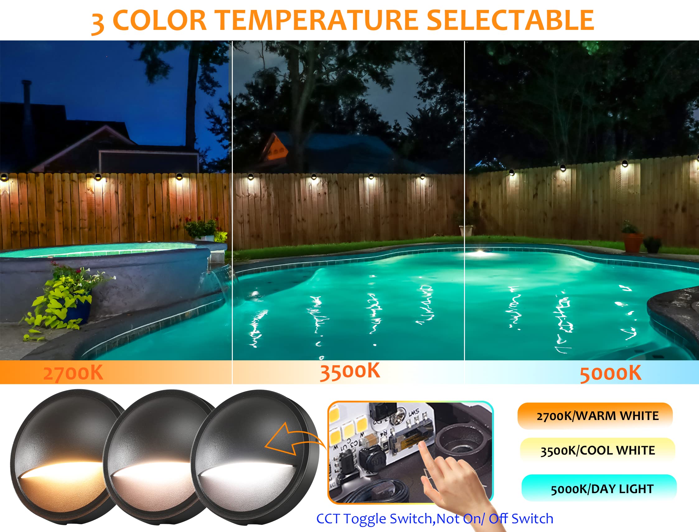 CLOUDY BAY Low Voltage LED Deck Lights 3CCT, 3W, 12V-24V AC/DC, Oil Rubbed Bronze, 6 Pack, Model CBDL93COR