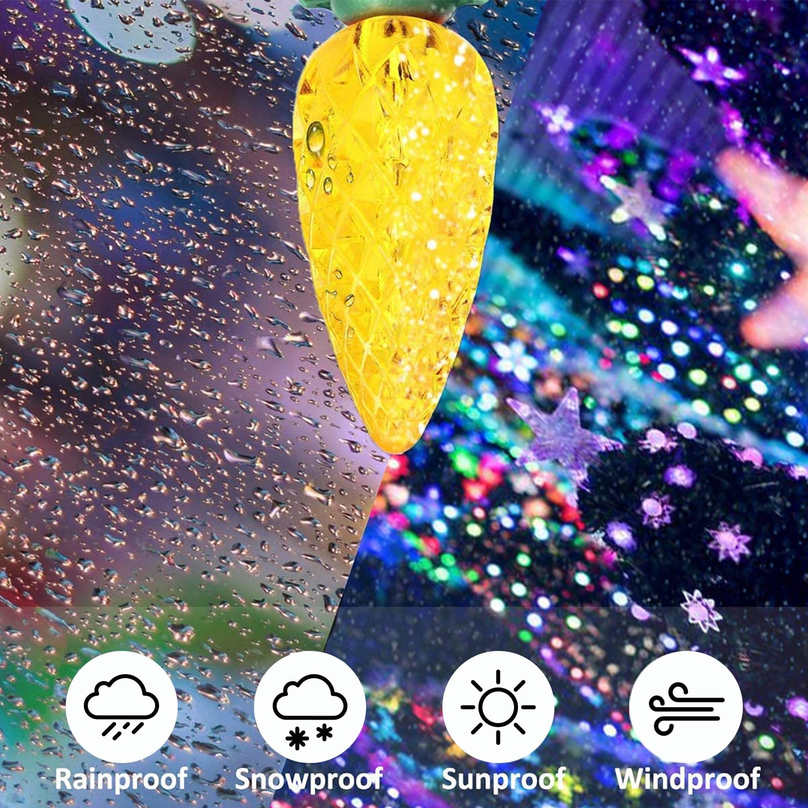 Leisure World 2 Pack 50 Led C6 Solar Christmas Lights Outdoor, 23Ft Strawberry String Lights Outdoor, 8 Modes Solar Fairy For Ga